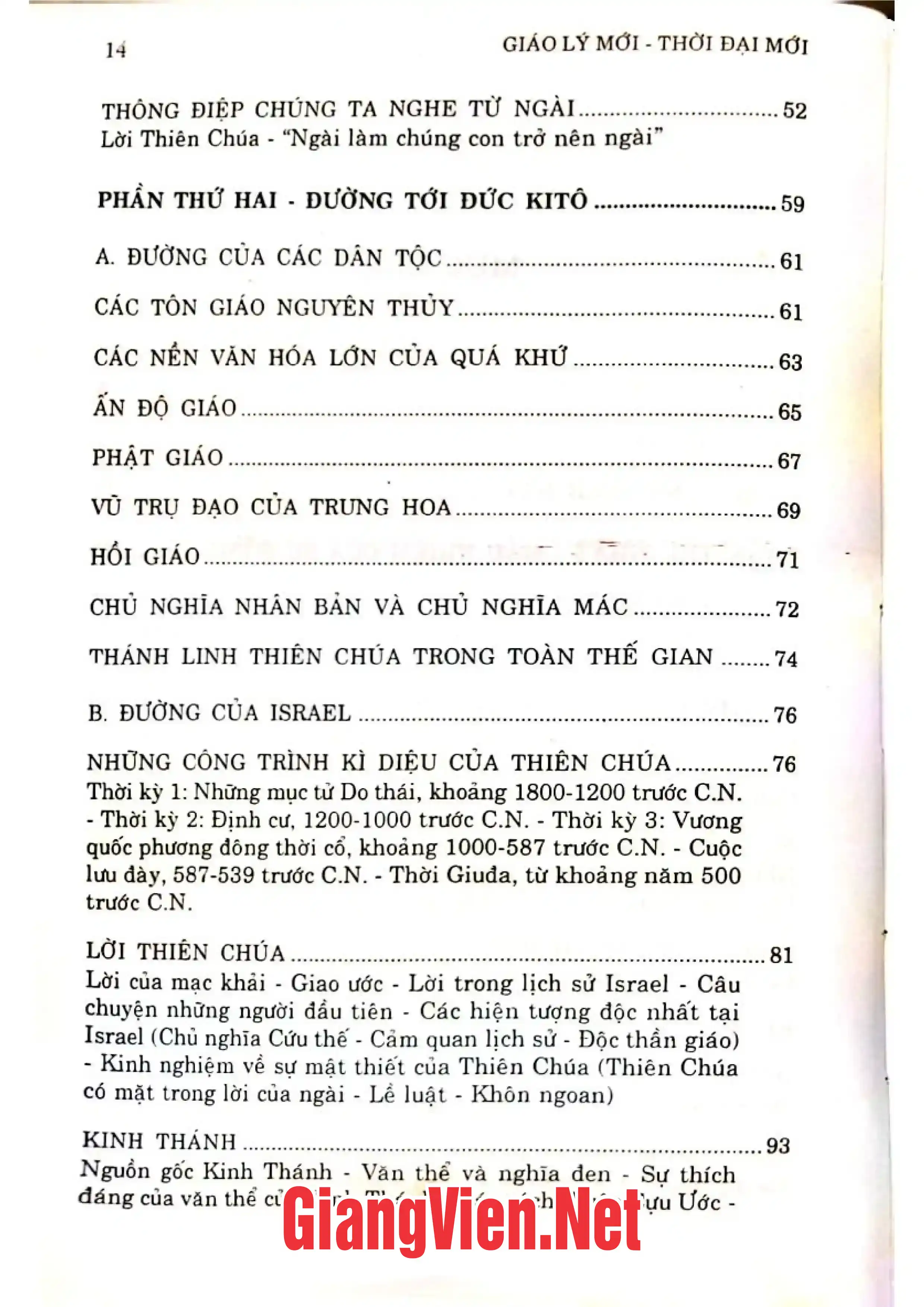 Mục lục chi tiết trang 1 sách Giáo lý mới Thời đại mới Đức tin Công giáo