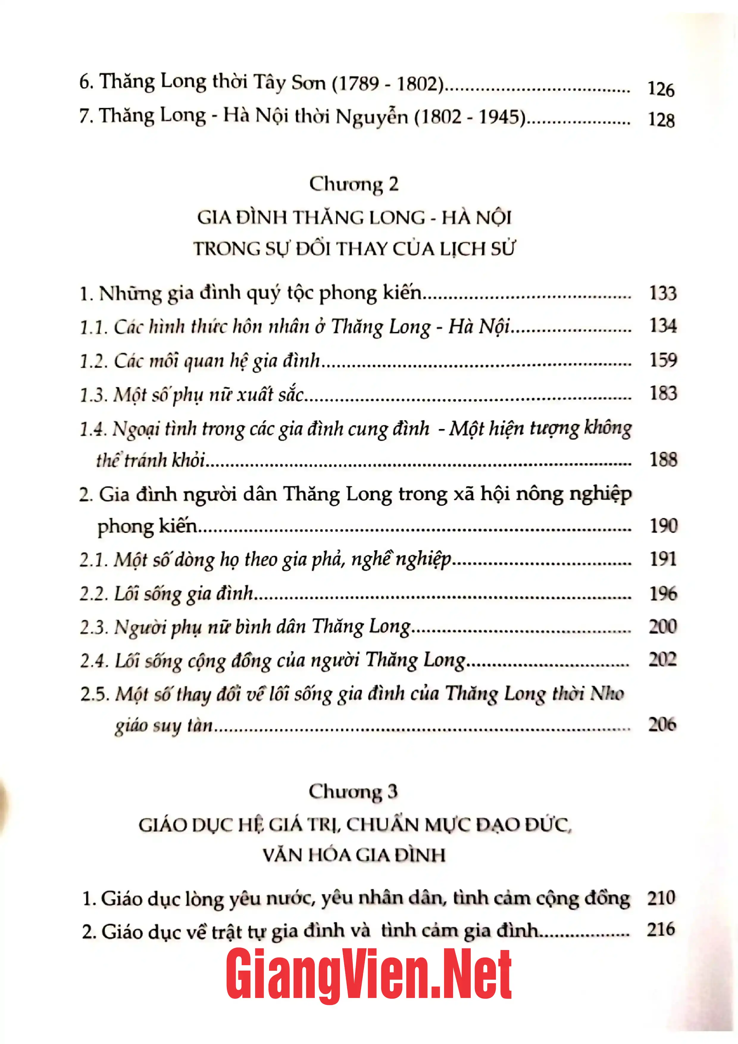Mục lục chi tiết trang 2 sách Gia đình Thăng Long - Hà Nội