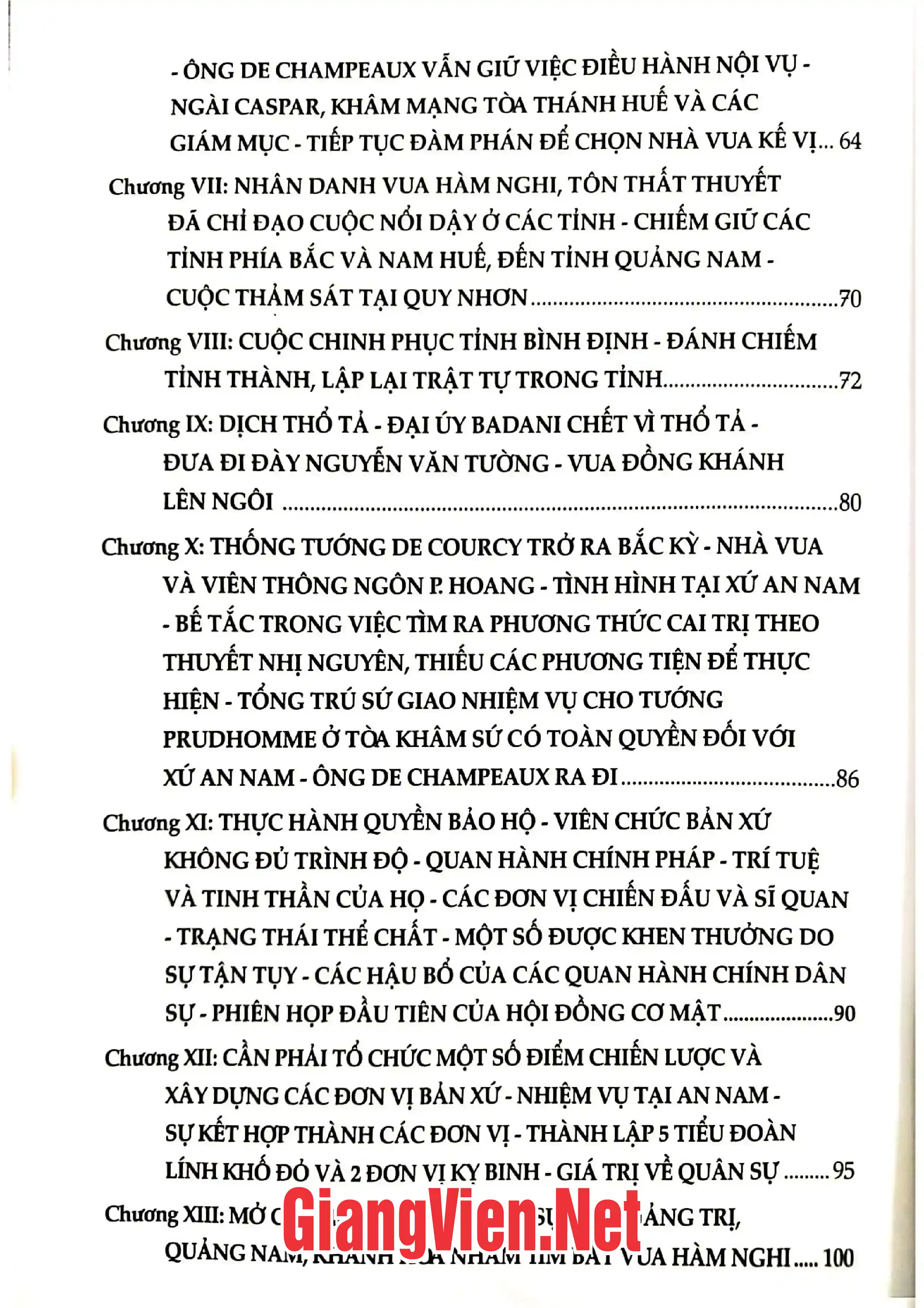 Mục lục chi tiết trang 1 sách Xứ An Nam 5/7/1885 - 4/4/1886