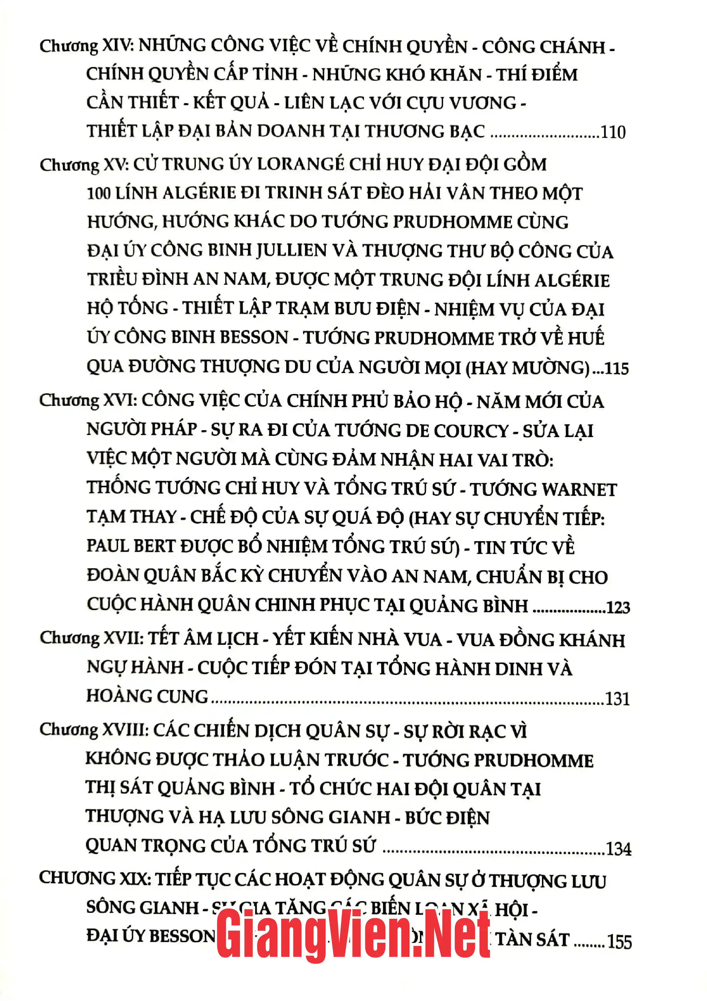 Mục lục chi tiết trang 2 sách Xứ An Nam 5/7/1885 - 4/4/1886