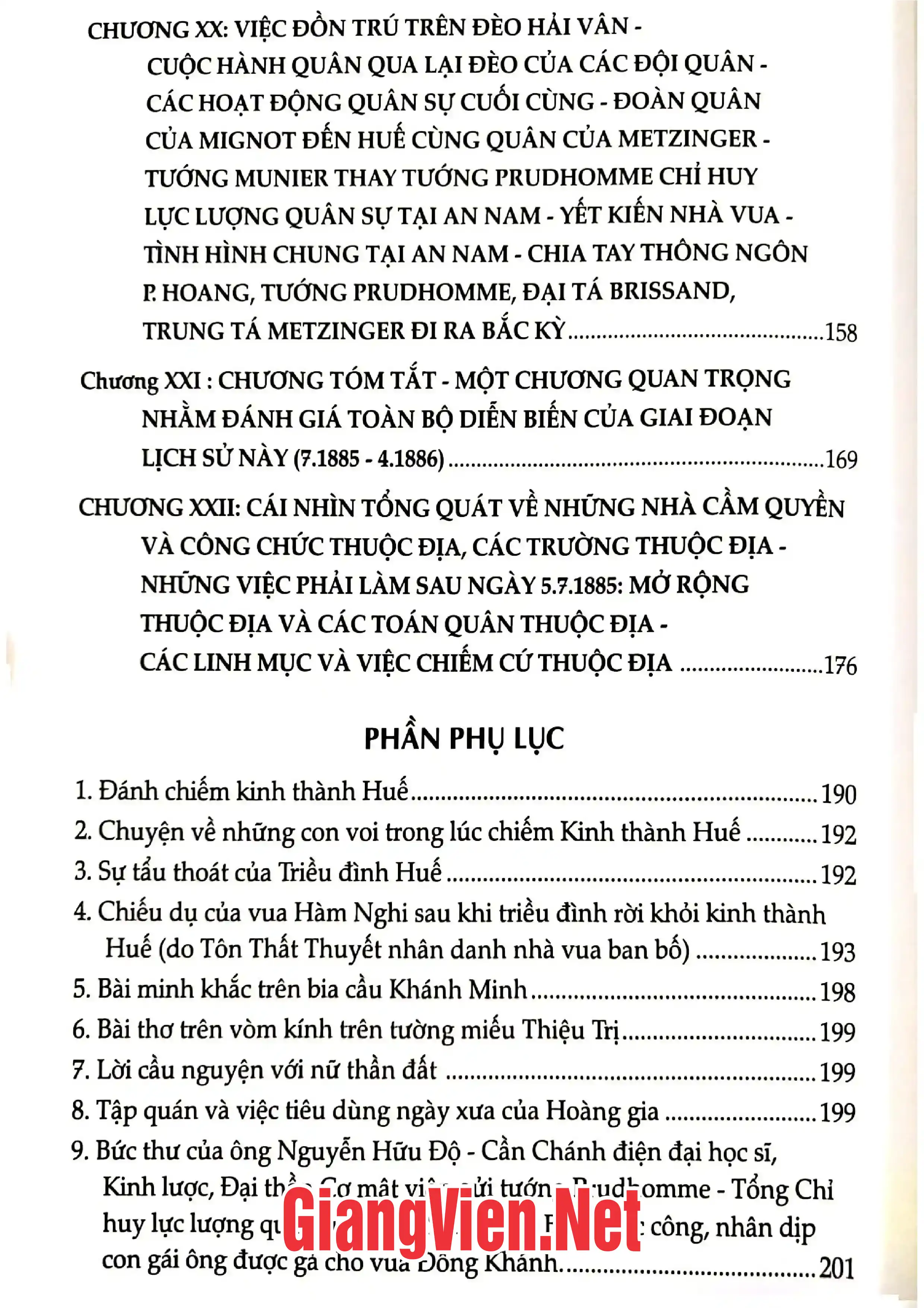 Mục lục chi tiết trang 3 sách Xứ An Nam 5/7/1885 - 4/4/1886