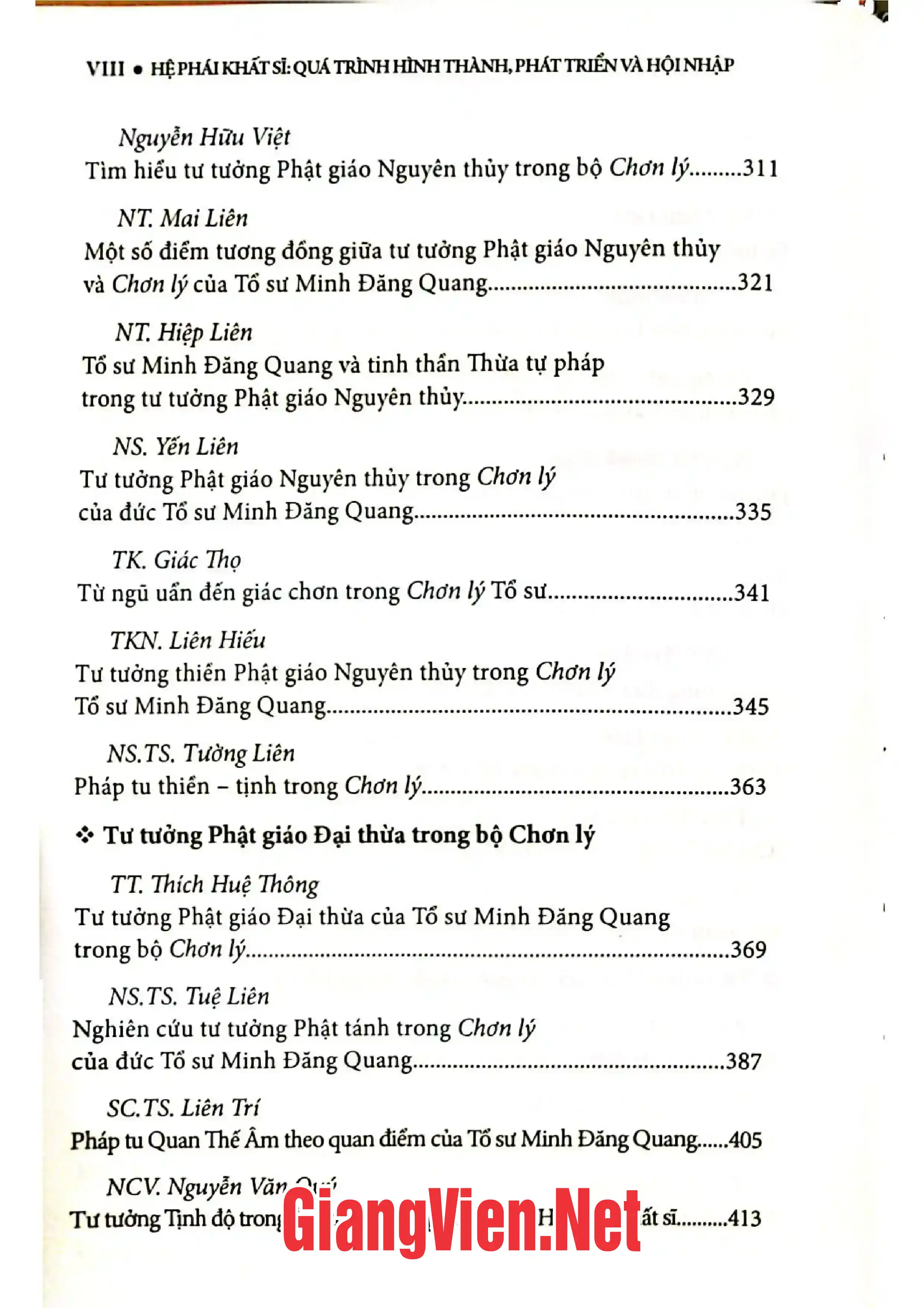 Mục lục chi tiết trang 3 sách Hệ phái khất sĩ quá trình hình thành và phát triển