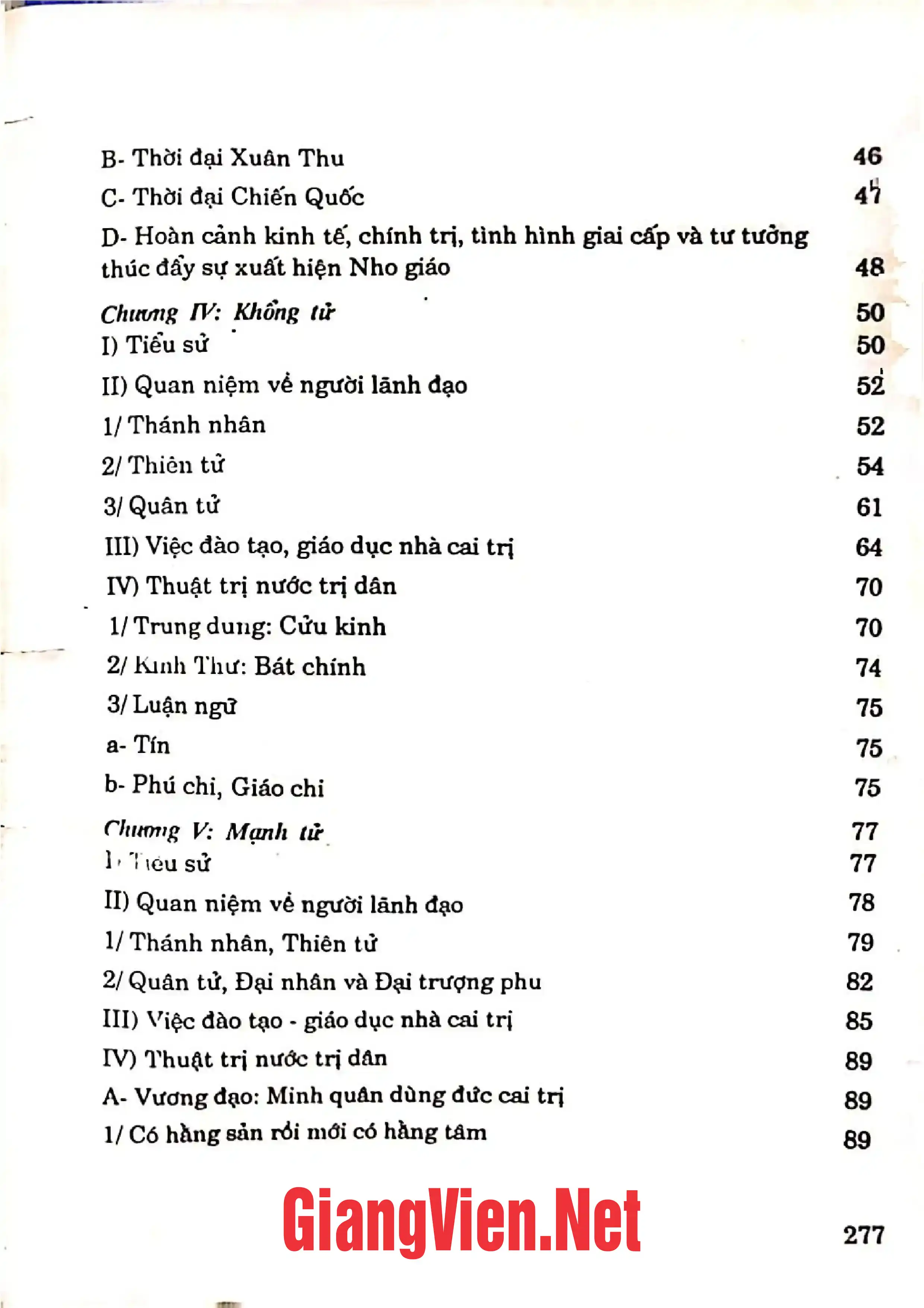 Mục lục chi tiết trang 1 sách Thuật trị nước của người xưa, Khoa học cho mọi người