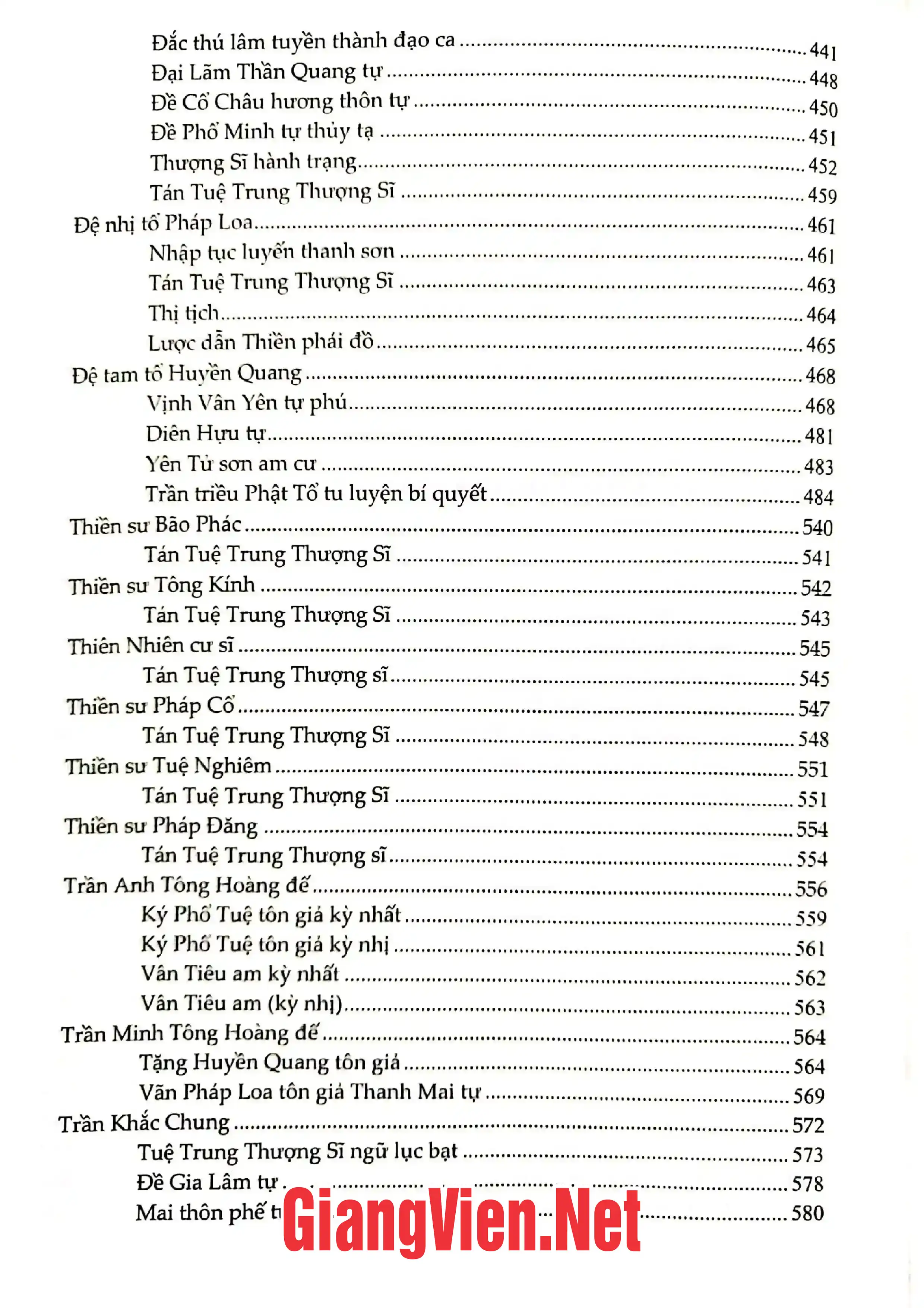 Mục lục chi tiết trang 3 sách Trúc Lâm Yên Tử Phật giáo Tùng thư