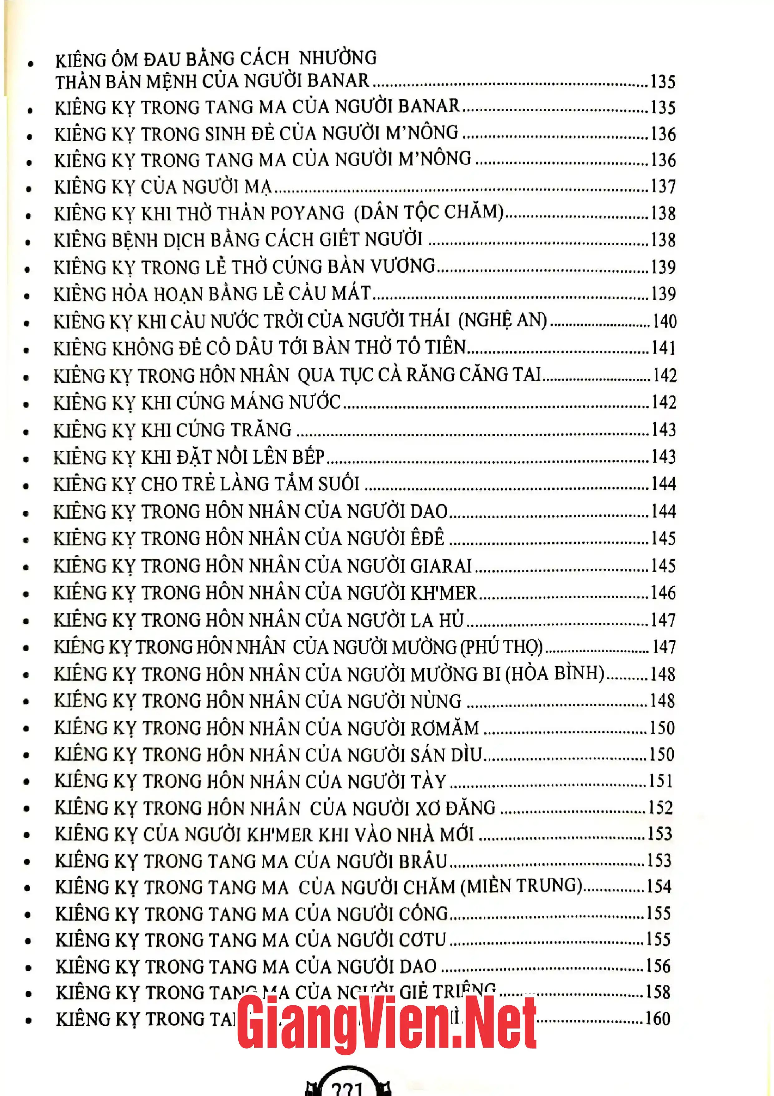 Mục lục chi tiết trang 2 sách Kiêng và cấm kỵ của người Việt xưa và nay