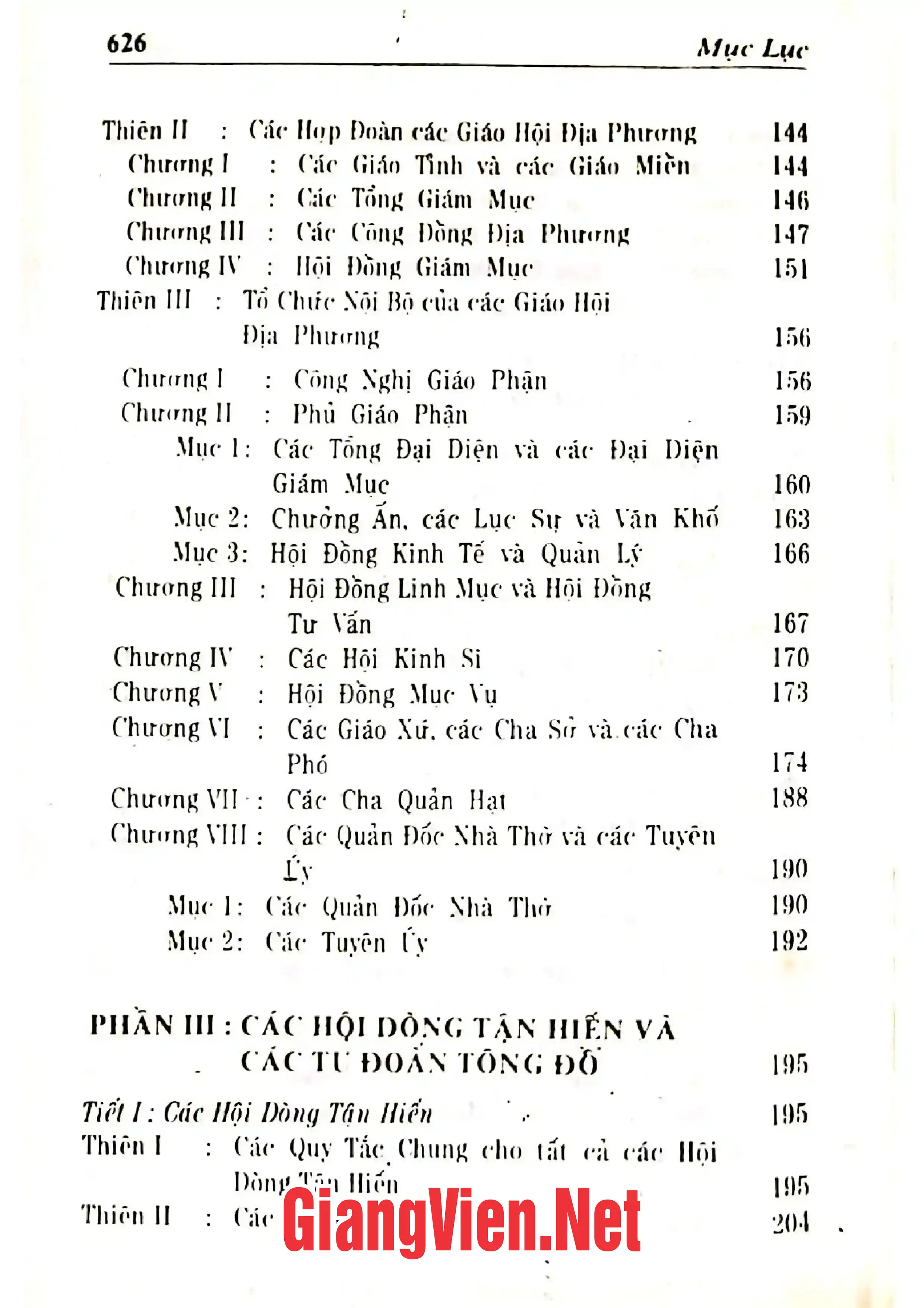 Mục lục chi tiết trang 3 sách Bộ Giáo luật