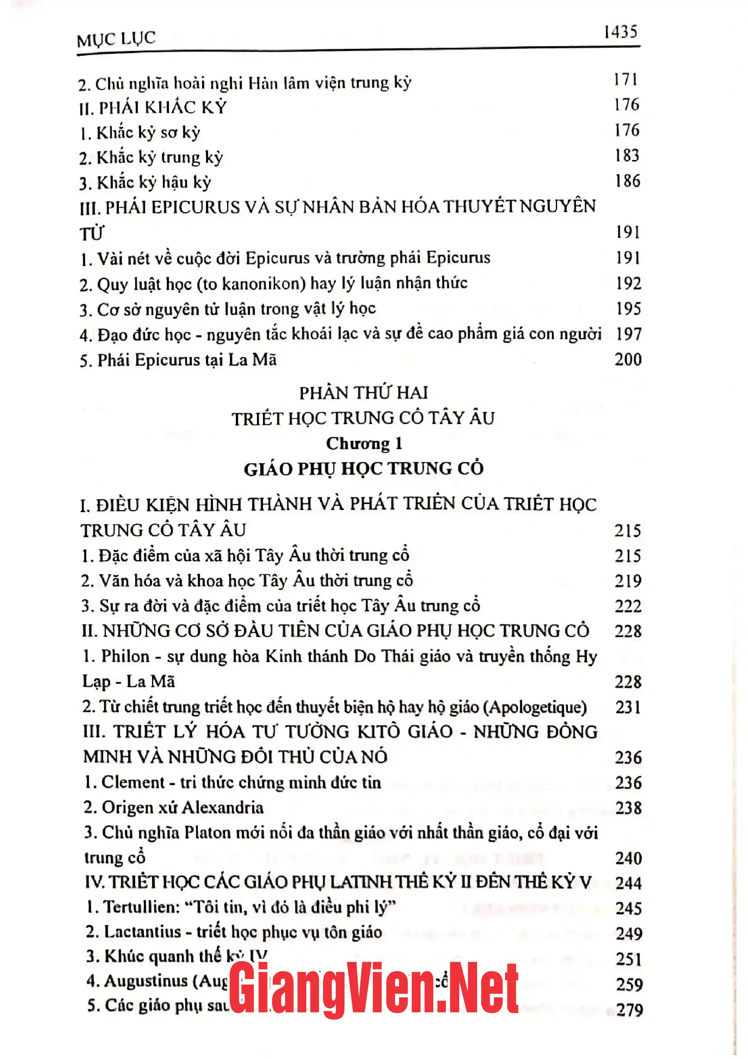Mục lục chi tiết trang 2 sách Lịch sử Triết học phương Tây tập 1 Từ triết học cổ đại đến triết học cổ điển Đức