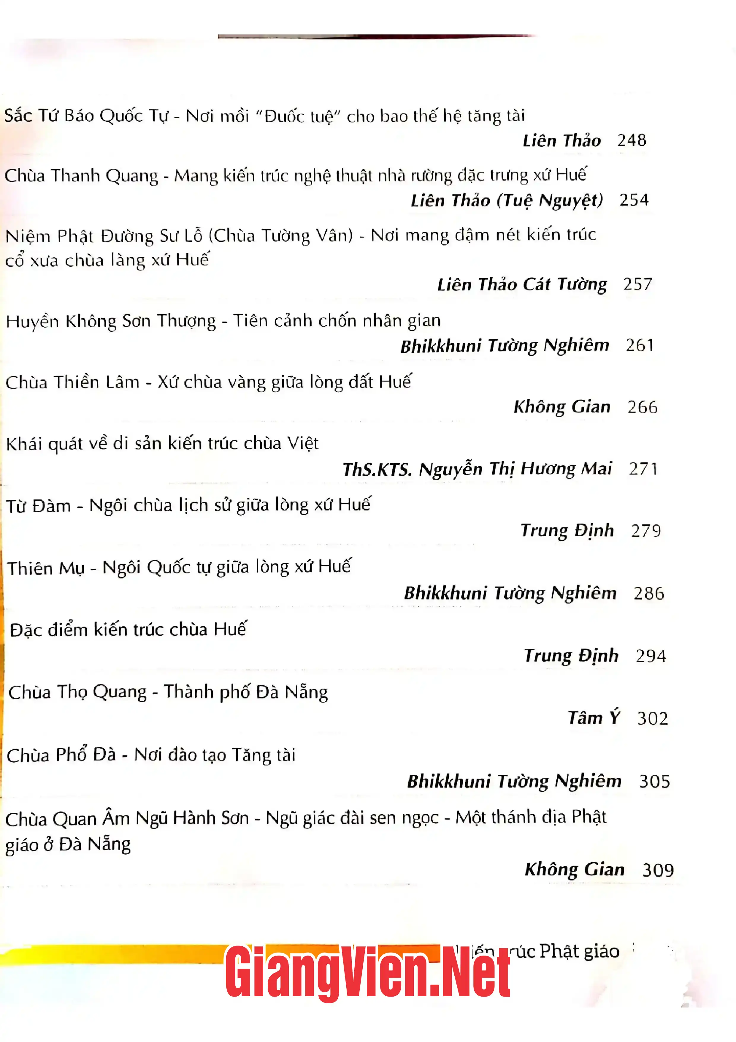 Nội dung mục lục và hình ảnh sách Hành trình khảo sát kiến trúc và di sản Phật giáo Việt Nam - Trang 5