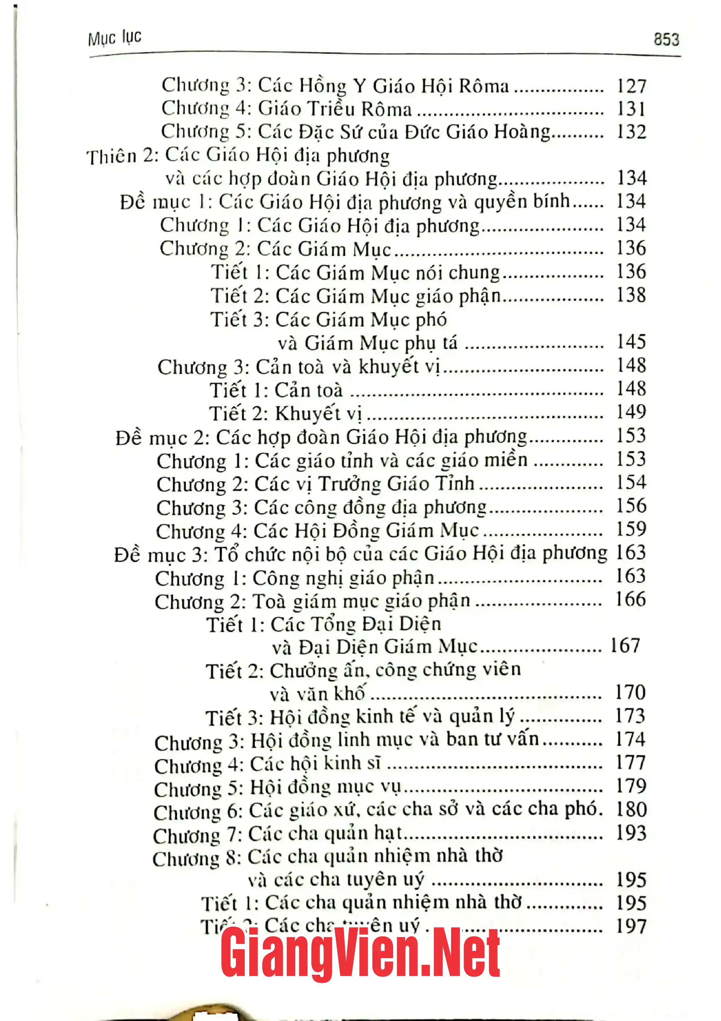 Mục lục chi tiết trang 2 sách Bộ Giáo luật 1983