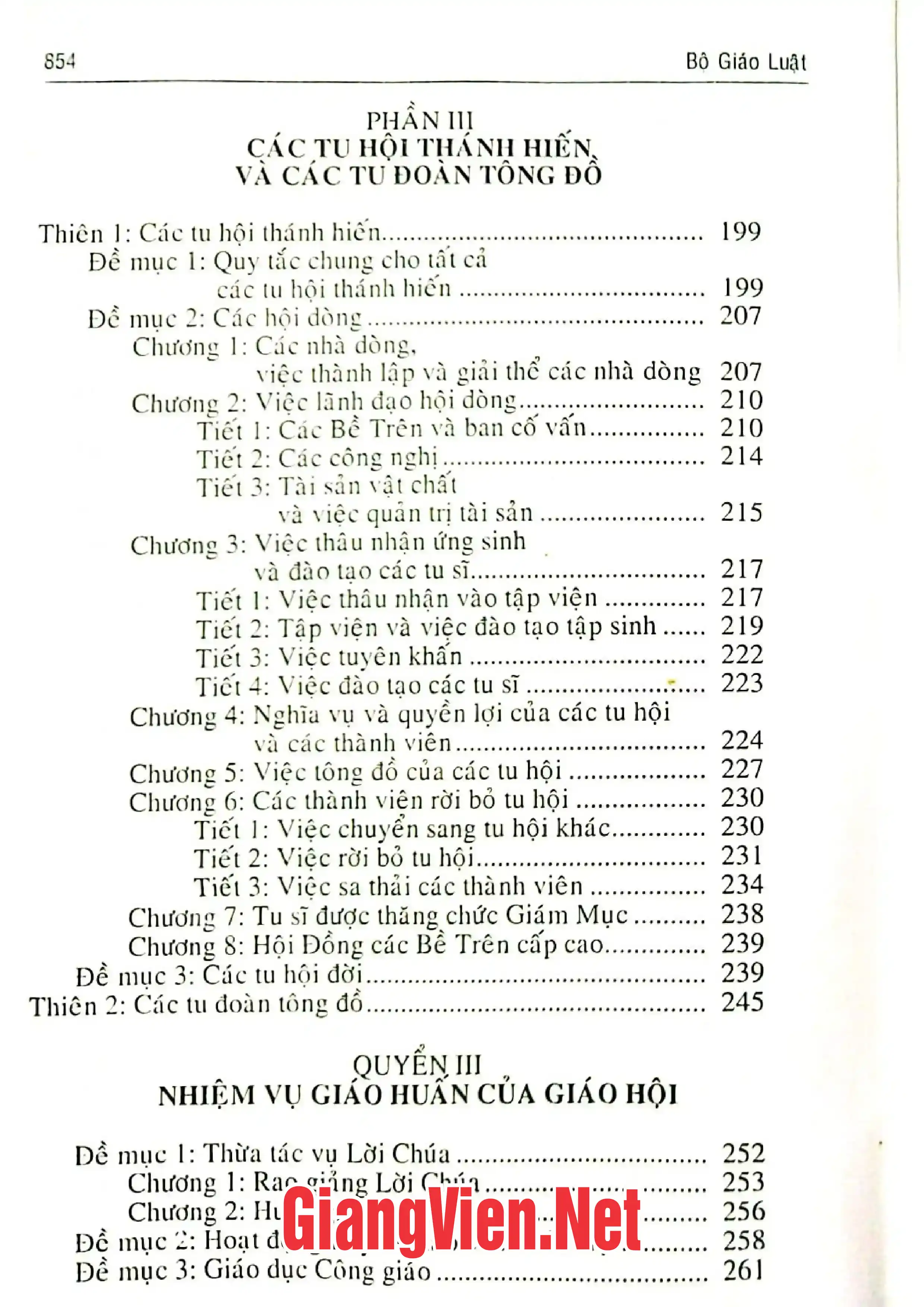 Mục lục chi tiết trang 3 sách Bộ Giáo luật 1983