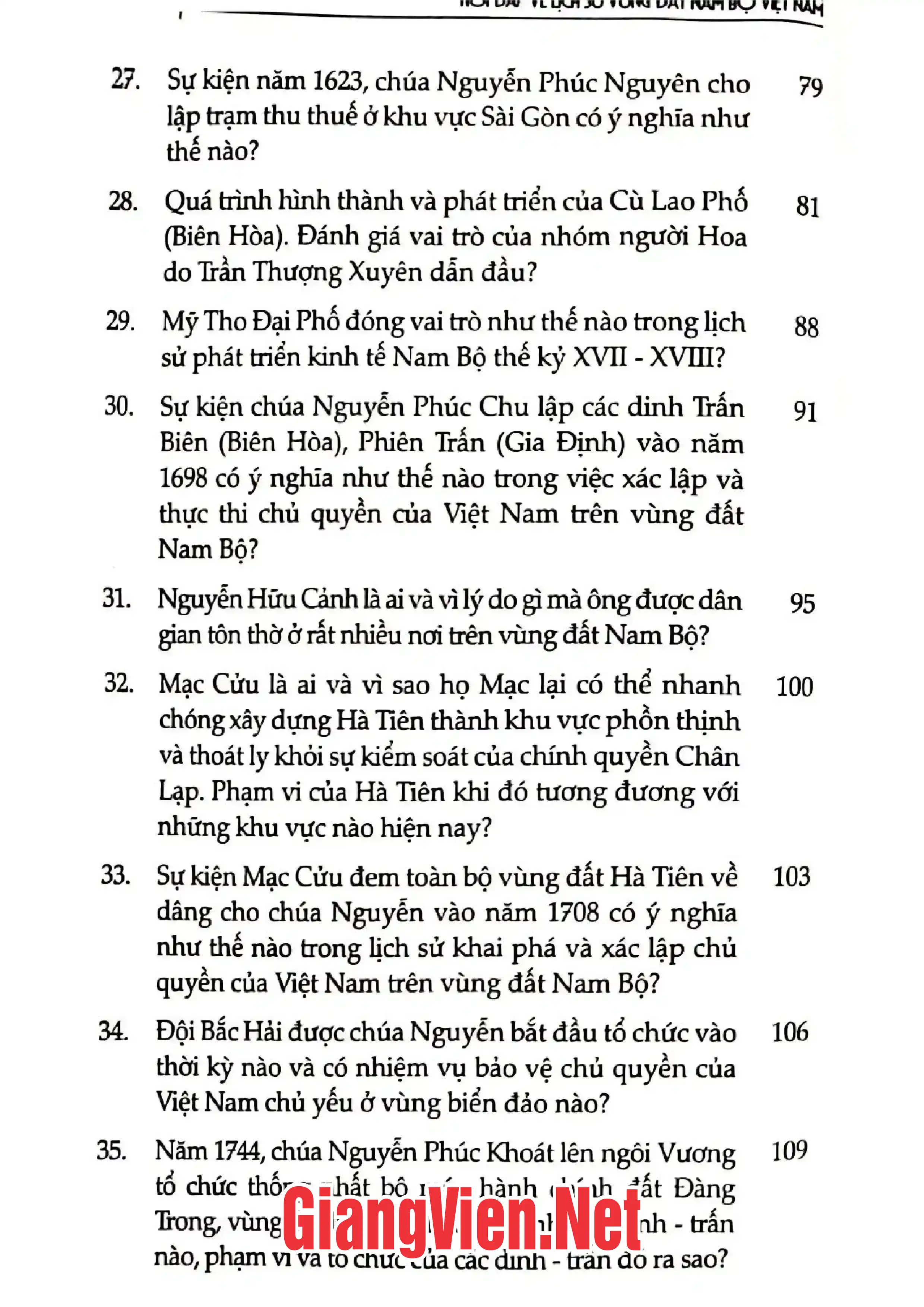 Mục lục chi tiết trang 3 sách Hỏi đáp và lịch sử vùng đất Nam Bộ Việt Nam