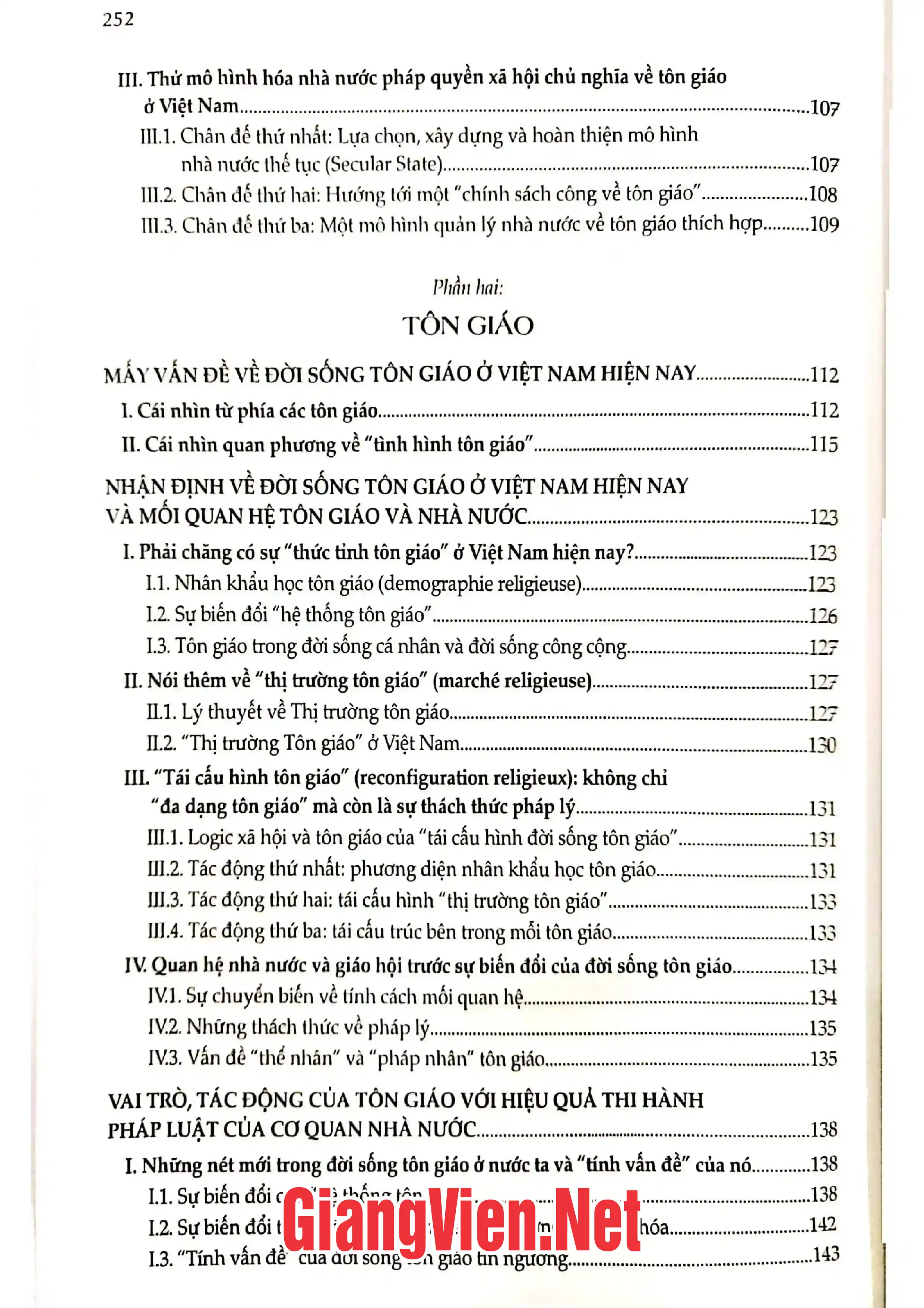 Ảnh minh họa nội dung cuốn sách: Nhà nước pháp quyền và tôn giáo ở Việt Nam - Tôn giáo và luật pháp