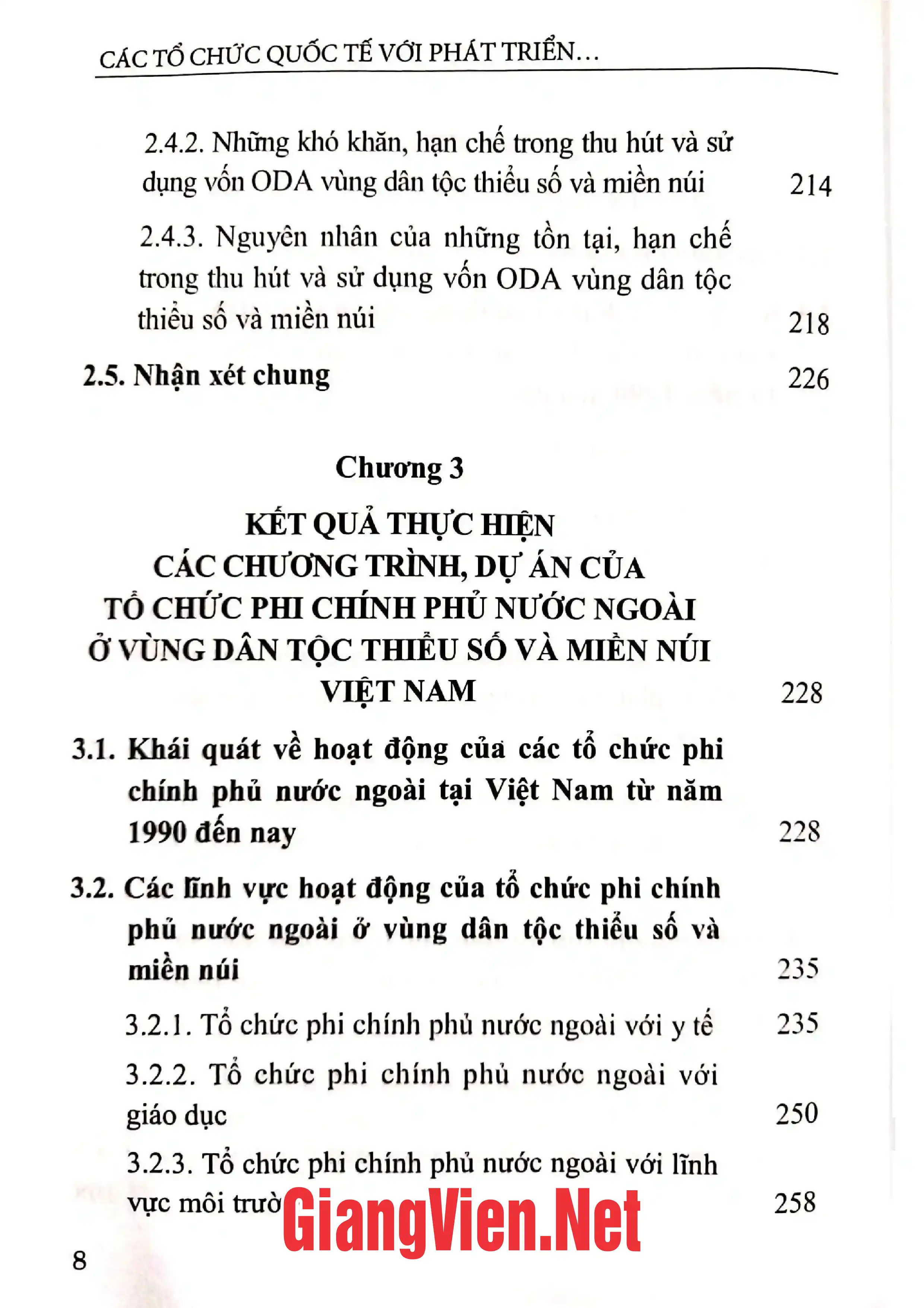 Mục lục chi tiết trang 3 sách Các tổ chức với phát triển ở vùng dân tộc thiểu số và miền núi Việt Nam 1990 - 2020