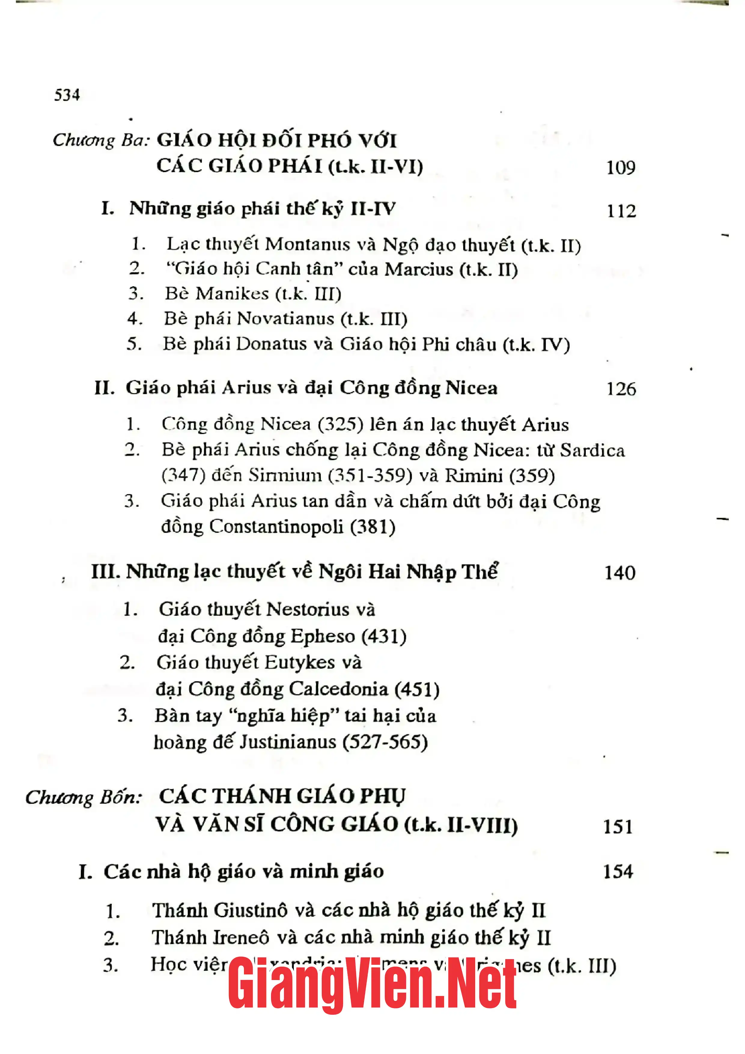 Mục lục chi tiết trang 2 sách Lịch sử Giáo hội Công giáo, Trọn bộ