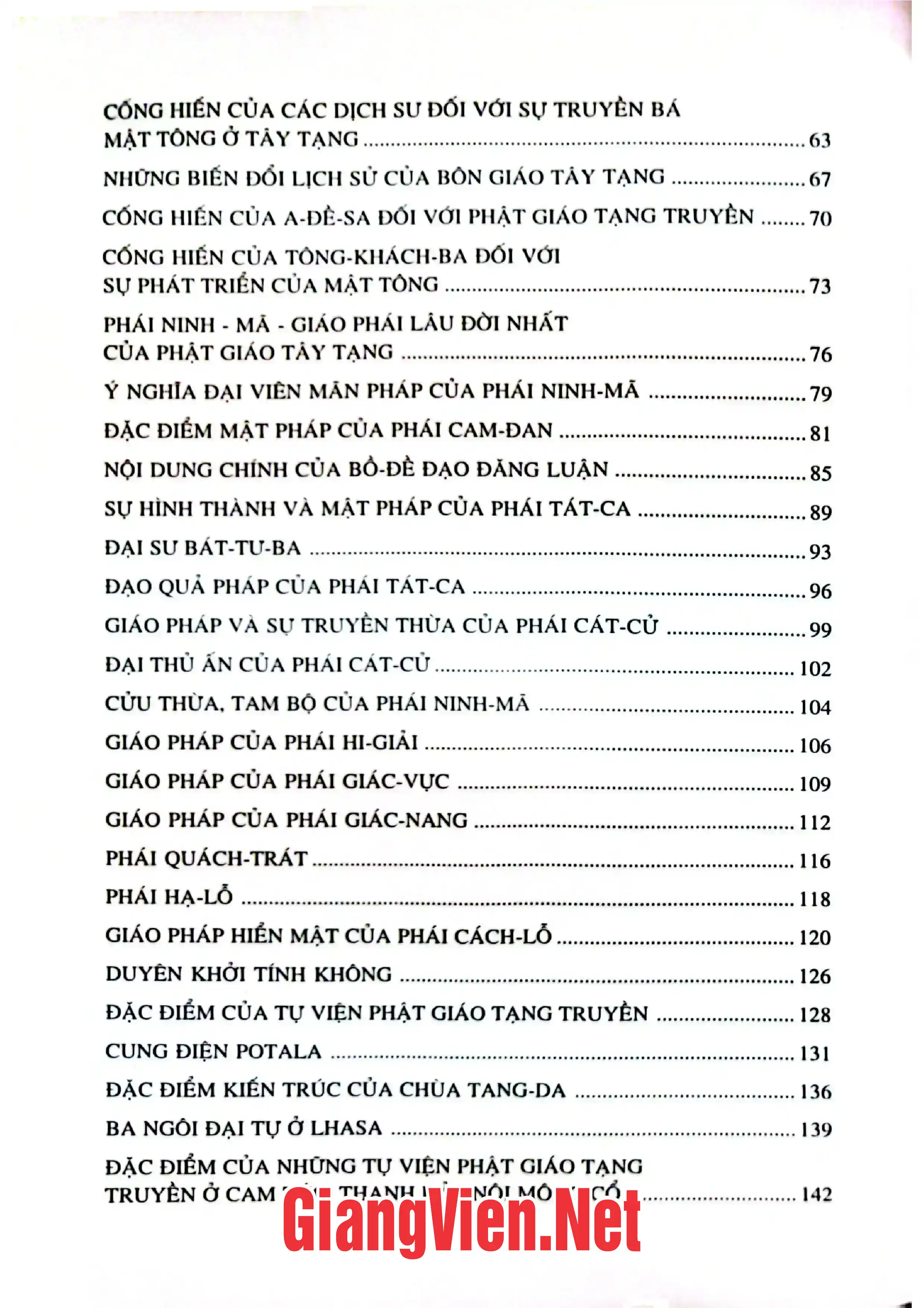 Mục lục chi tiết trang 1 sách Mật tông Phật giáo