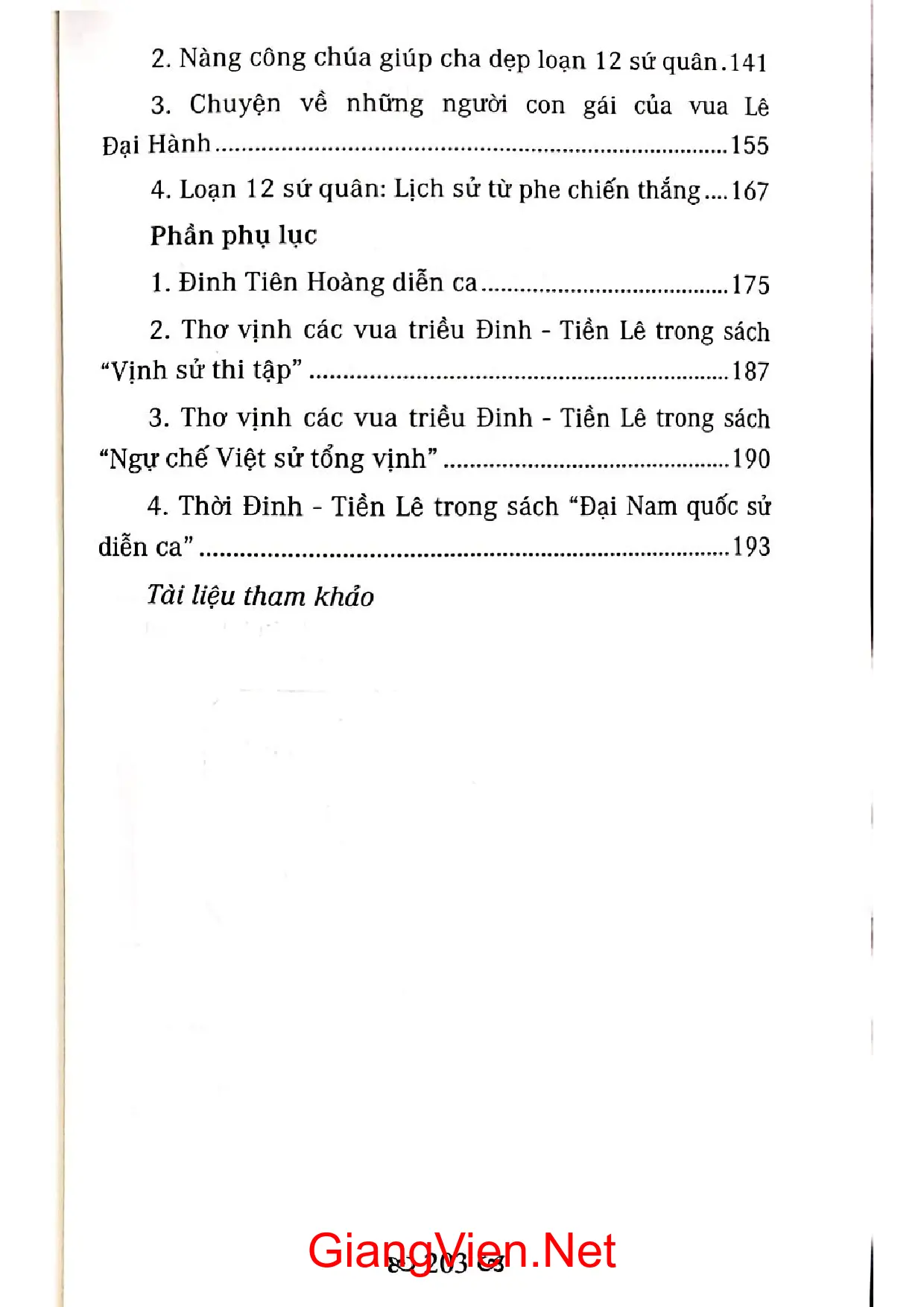 Mục lục chi tiết trang 2 sách Những điều ít biết về các vị vua triều Đinh tiền Lê