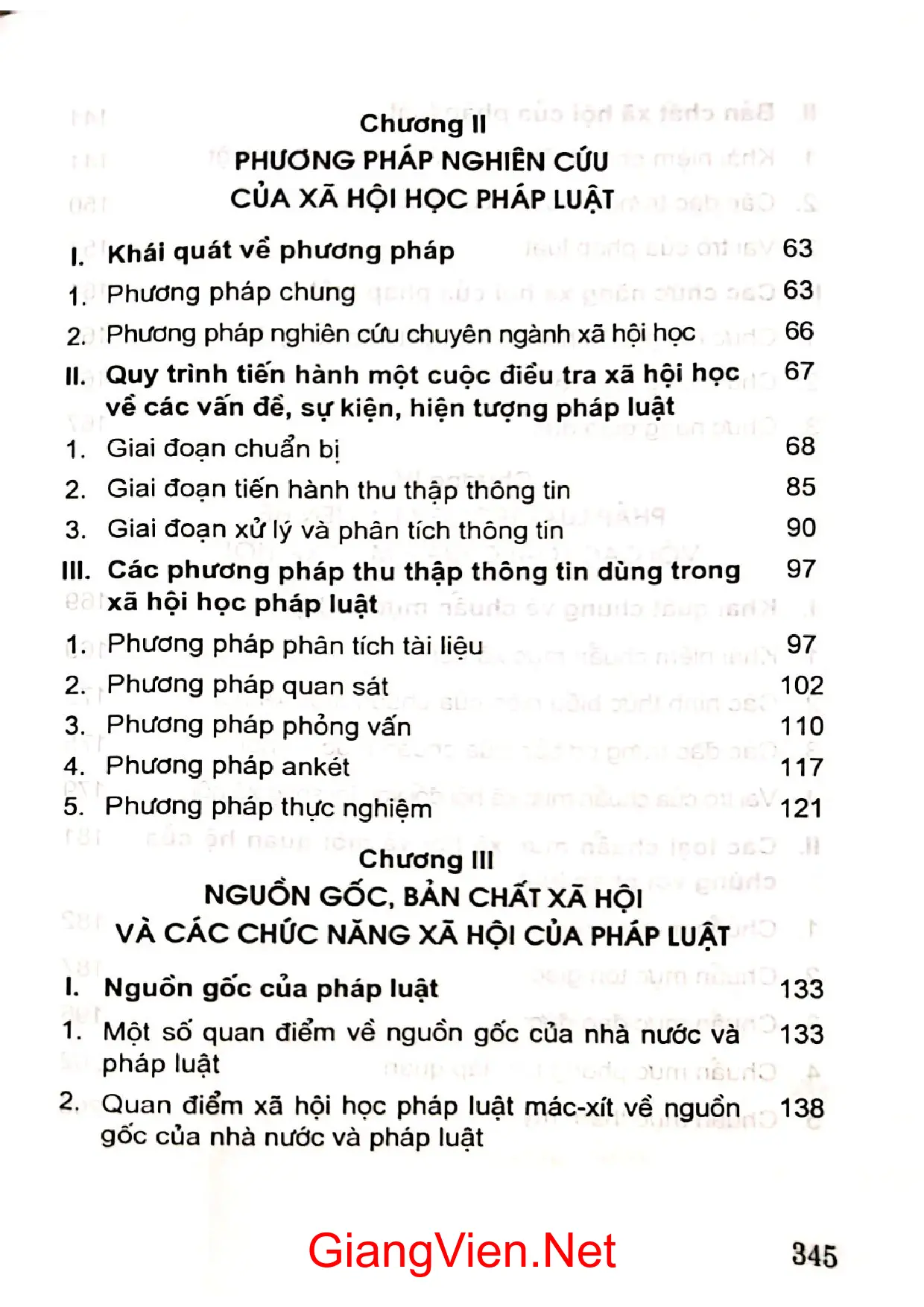 Mục lục chi tiết trang 1 sách Xã hội học pháp luật (Quyển 2)