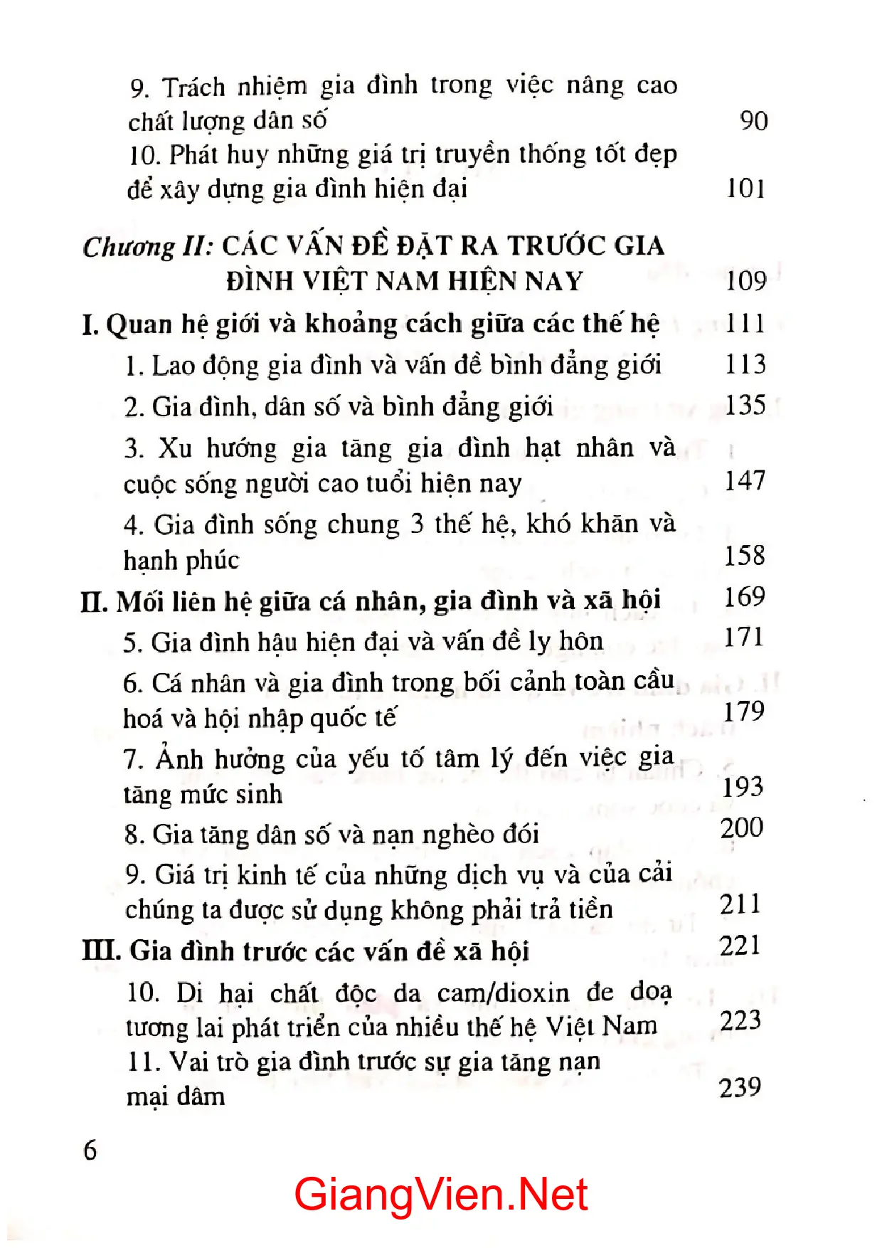 Mục lục chi tiết trang 1 sách Cuộc sống và biến động của hôn nhân gia đình Việt Nam hiện nay