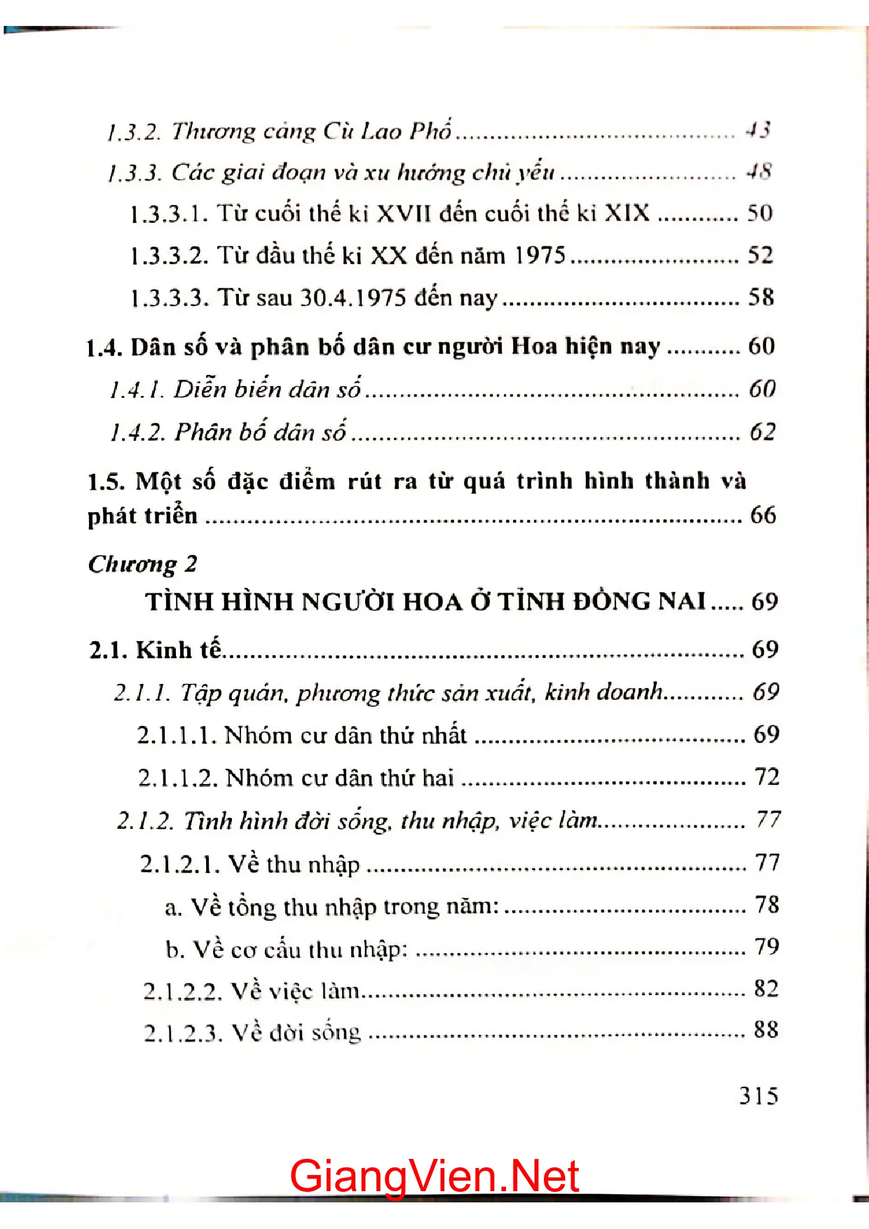 Mục lục chi tiết trang 1 sách Người Hoa ở Đồng Nai