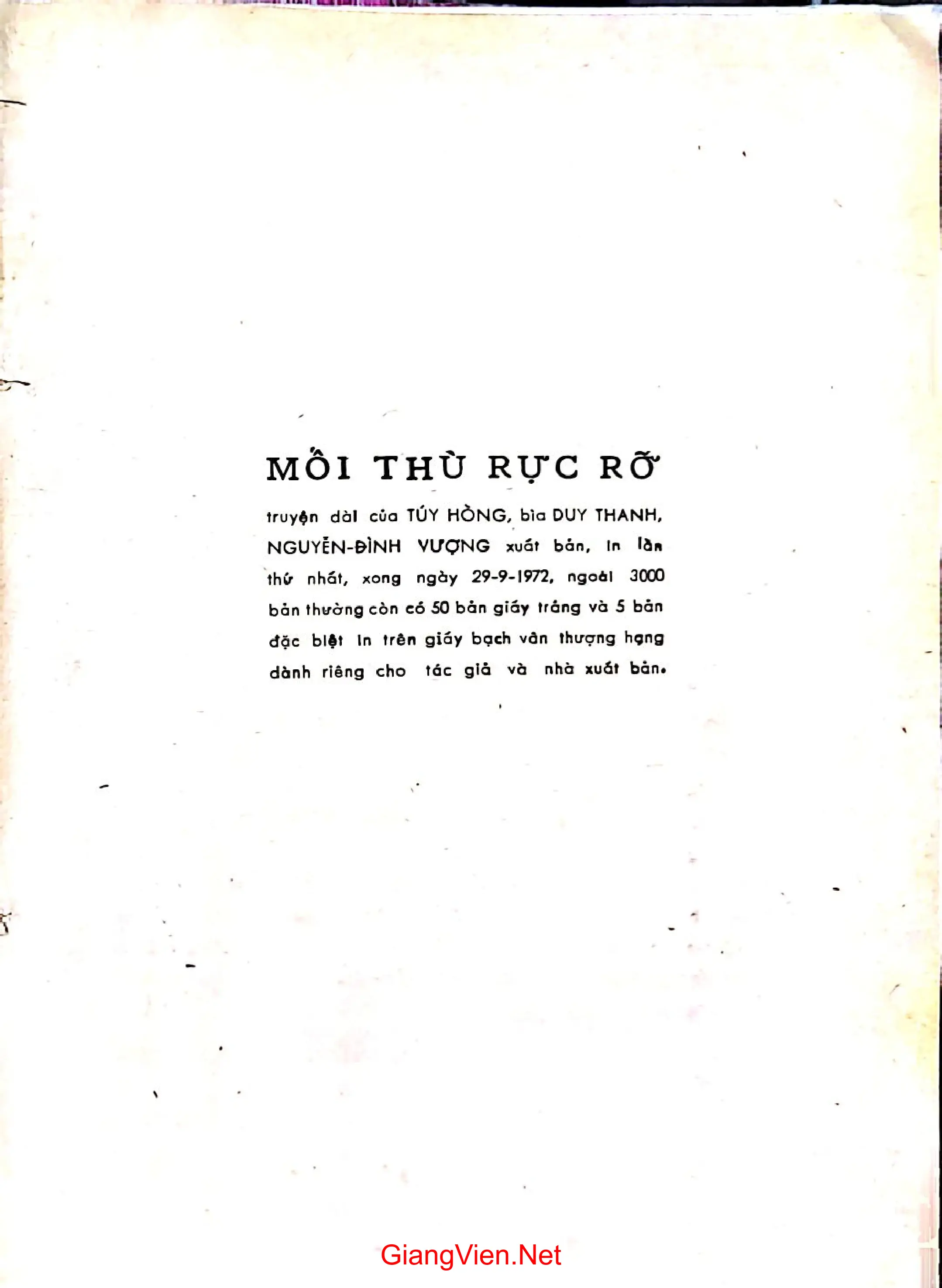 Trang bìa chính thức sách Mối thù rực rỡ