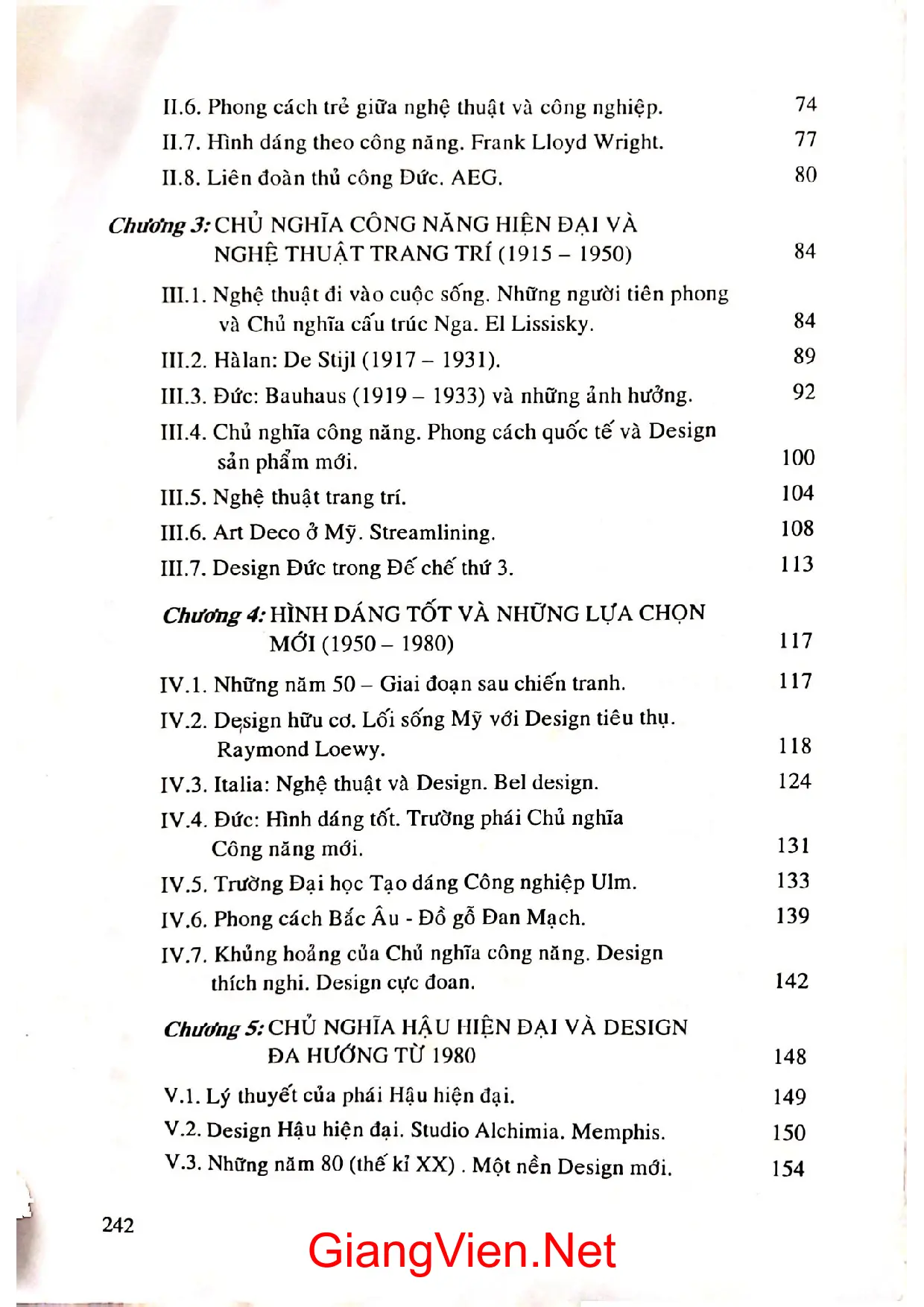 Mục lục chi tiết trang 1 sách Lịch sử design
