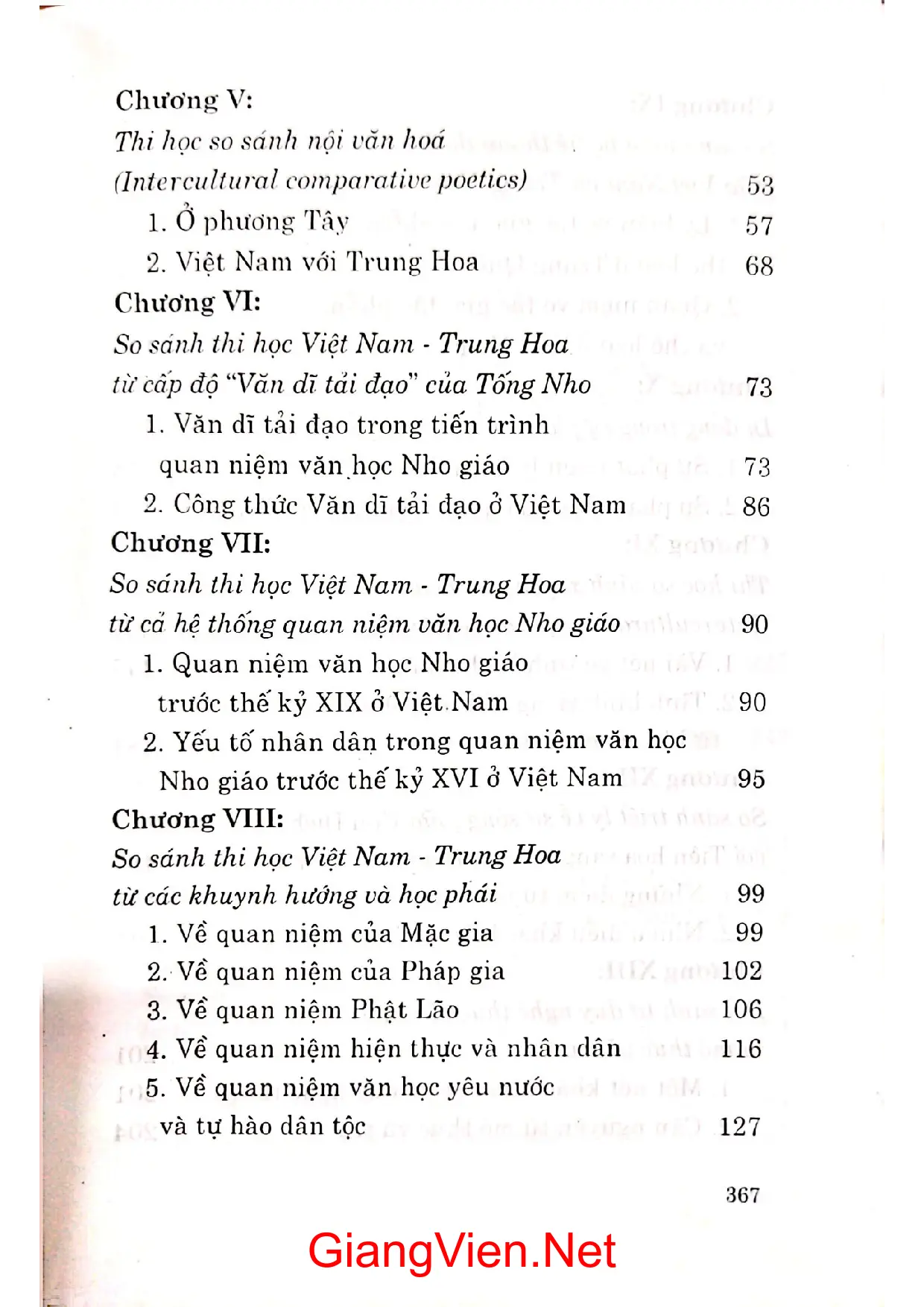 Mục lục chi tiết trang 1 sách Từ văn học so sánh đến Thi học so sánh