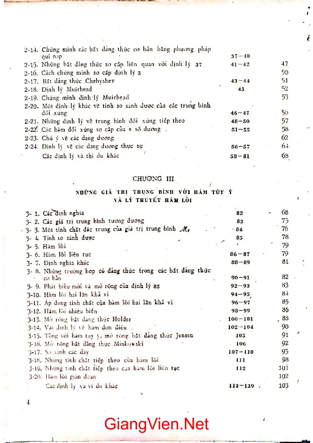 Mục lục chi tiết trang 1 sách Bất đẳng thức
