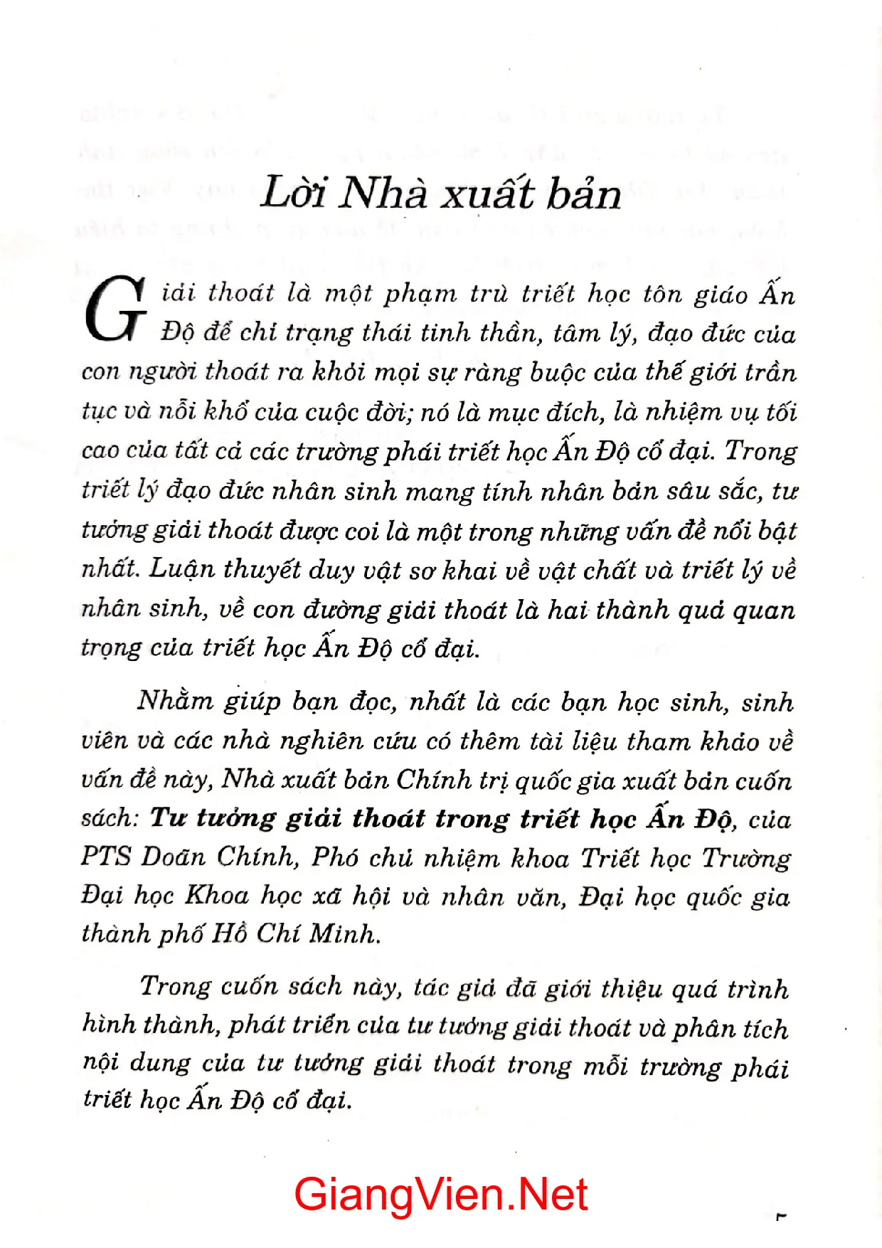 Mục lục chi tiết trang 1 sách Tư tưởng giải thoát trong triết học Ấn Độ