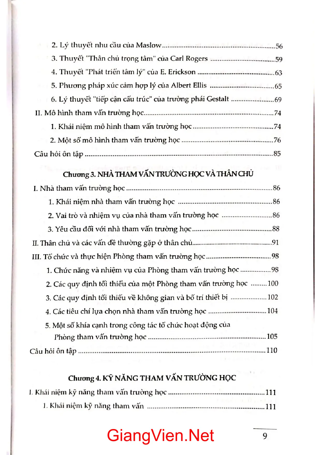 Mục lục chi tiết trang 1 sách Tham vấn trường học