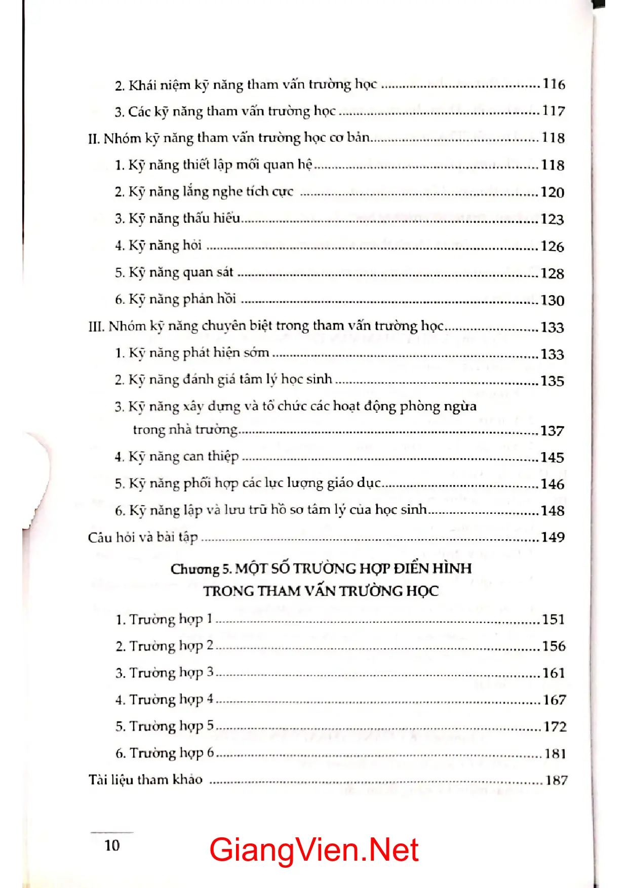Mục lục chi tiết trang 2 sách Tham vấn trường học