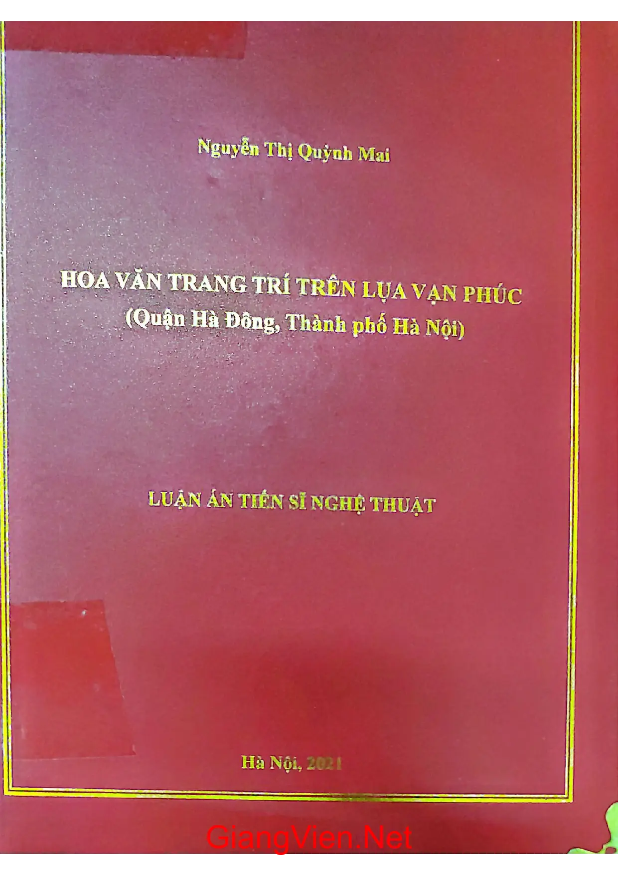 Ảnh bìa của Luận án Hoa văn trang trí trên lụa Vạn Phúc