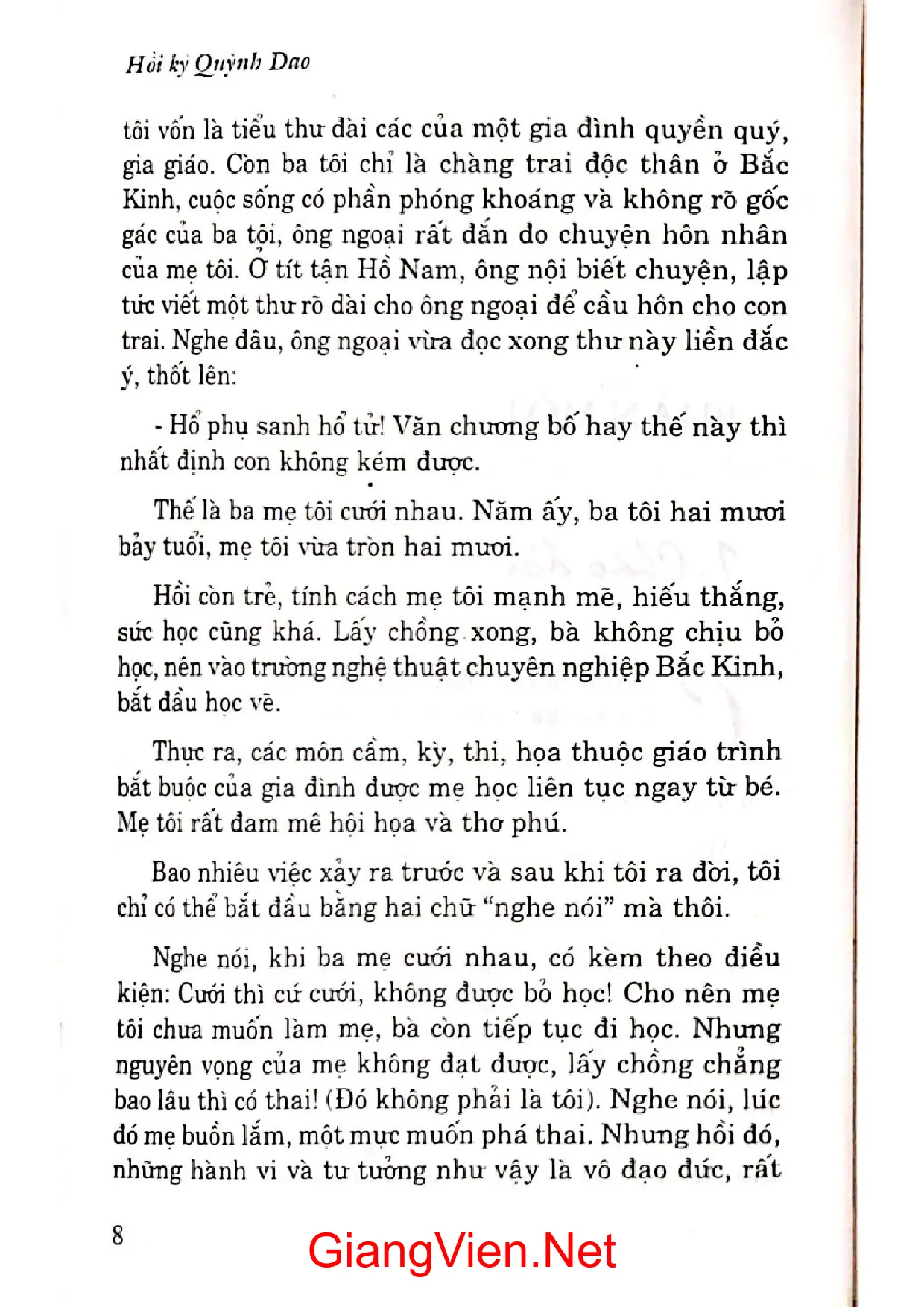 Ảnh minh họa nội dung cuốn sách: Chuyện đời tôi Quỳnh Dao