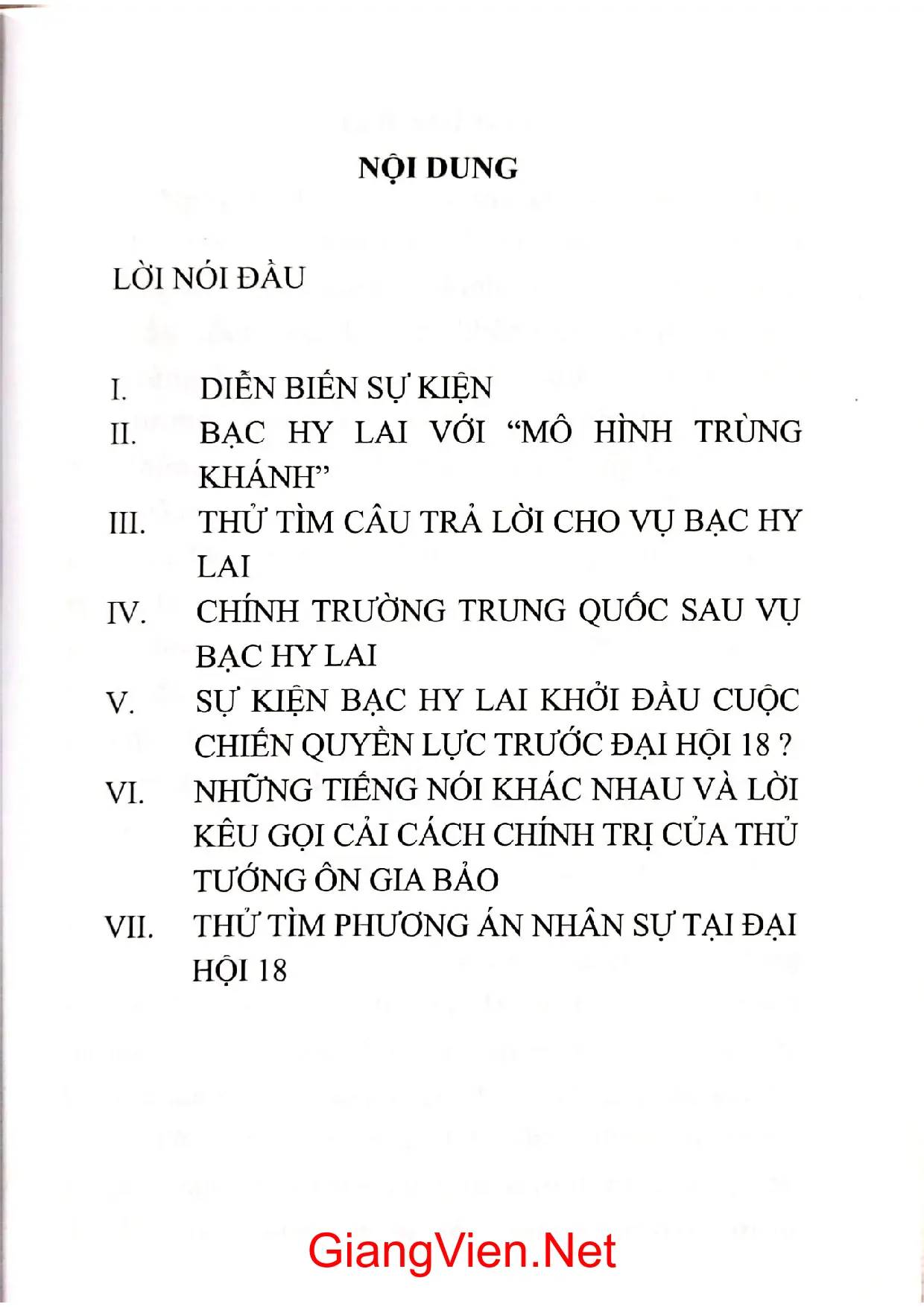Ảnh minh họa nội dung cuốn sách: Sự kiện Bạc Hy Lai và vấn đề nhân sự đại hội 18 Đảng Cộng sản Trung Quốc