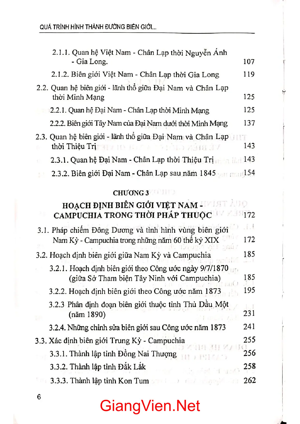 Mục lục chi tiết trang 1 sách Quá trình hình thành đường biên giới đất liền Việt Nam Campuchia