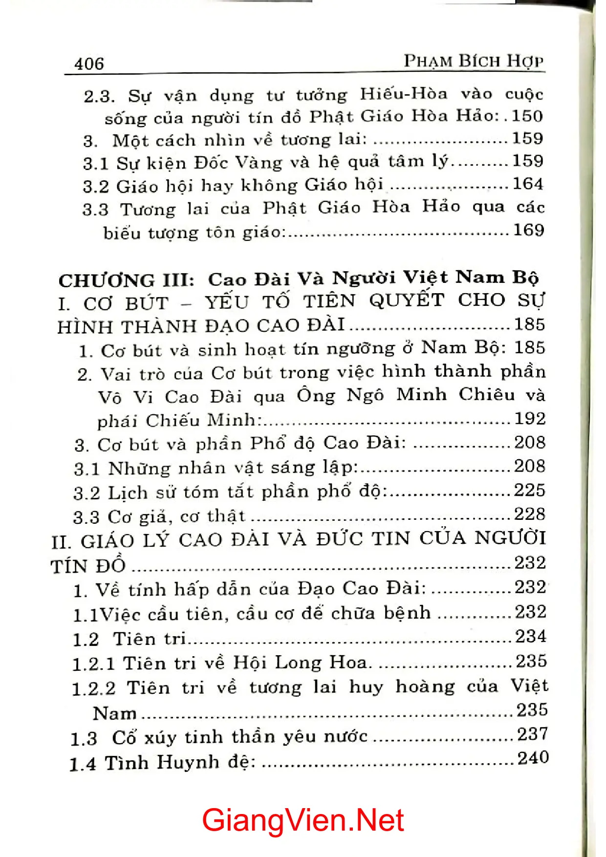 Mục lục chi tiết trang 2 sách Người Nam bộ và tôn giáo bản địa Bửu sơn kỳ hương Cao đài Hòa hảo