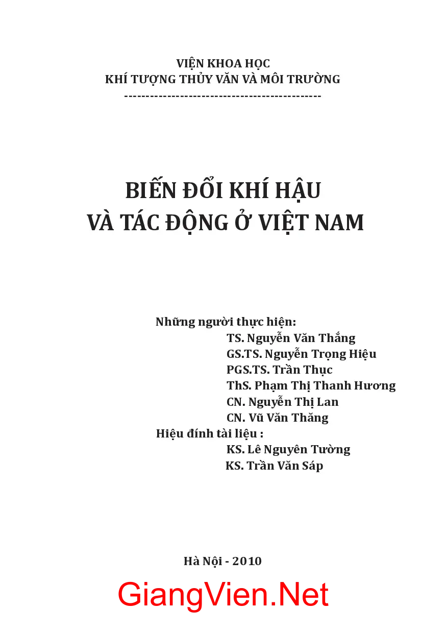 Ảnh bìa của Biến đổi khí hậu và tác động ở Việt Nam