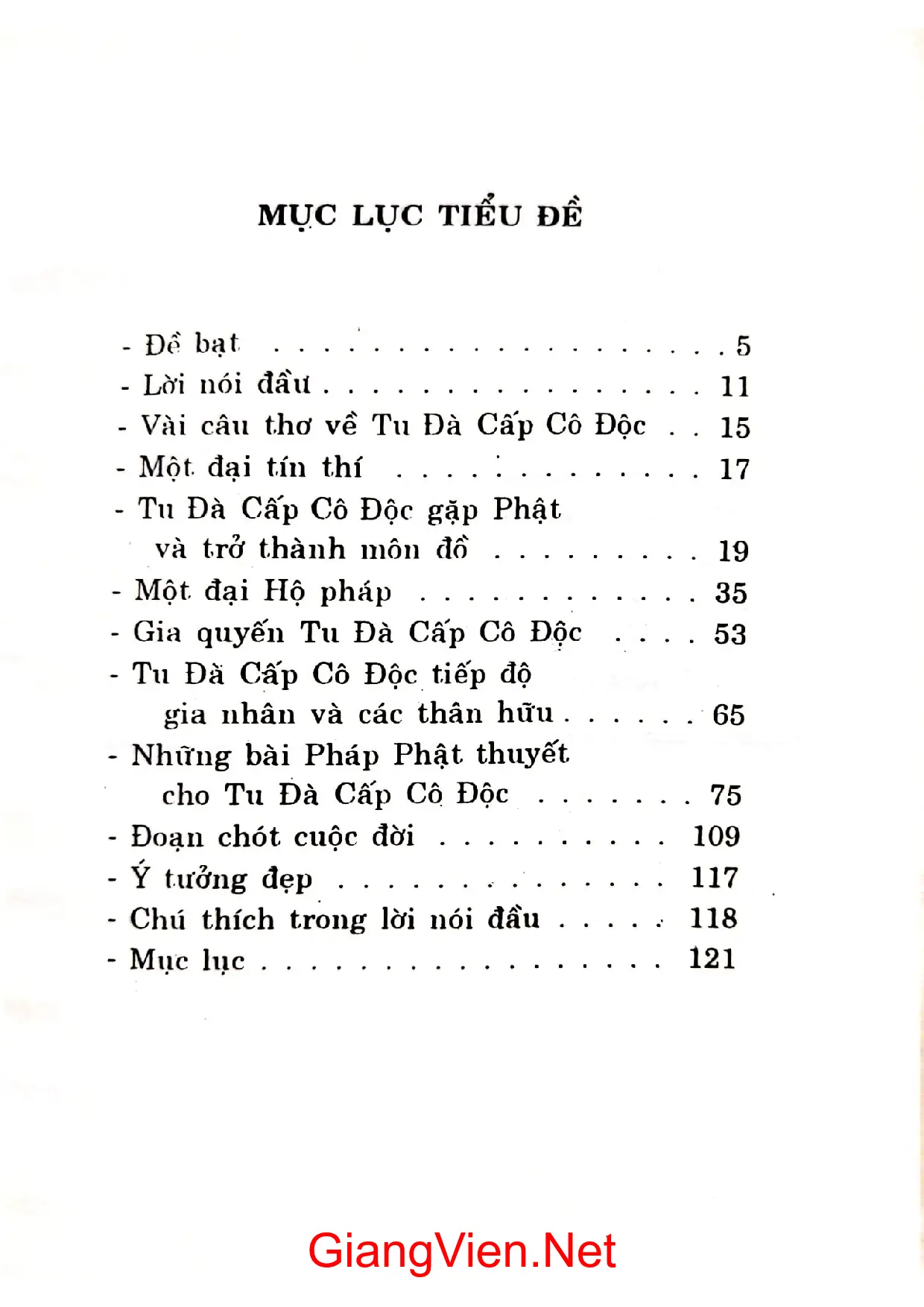 Trang bìa chính thức sách Sự tích Tu đà Cấp Cô độc