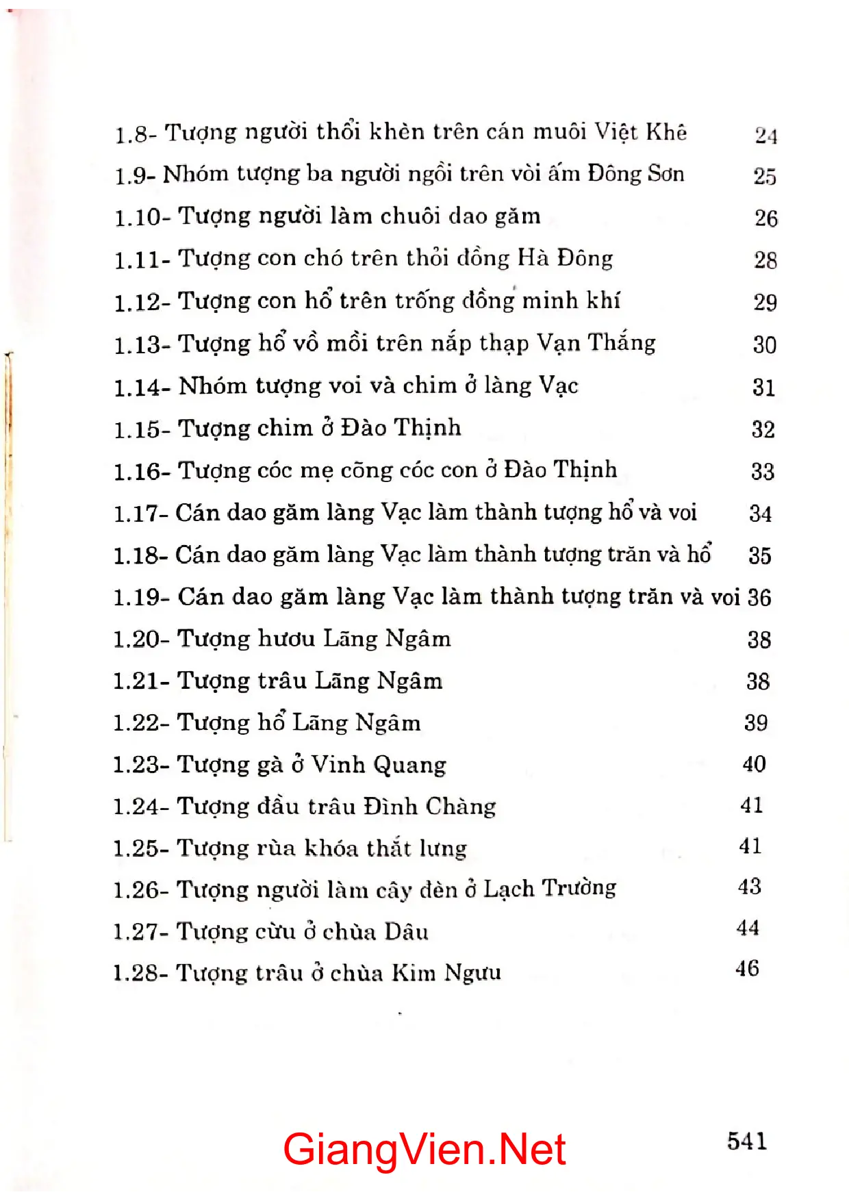 Mục lục chi tiết trang 1 sách Tượng cổ Việt Nam với truyền thống điêu khắc dân tộc