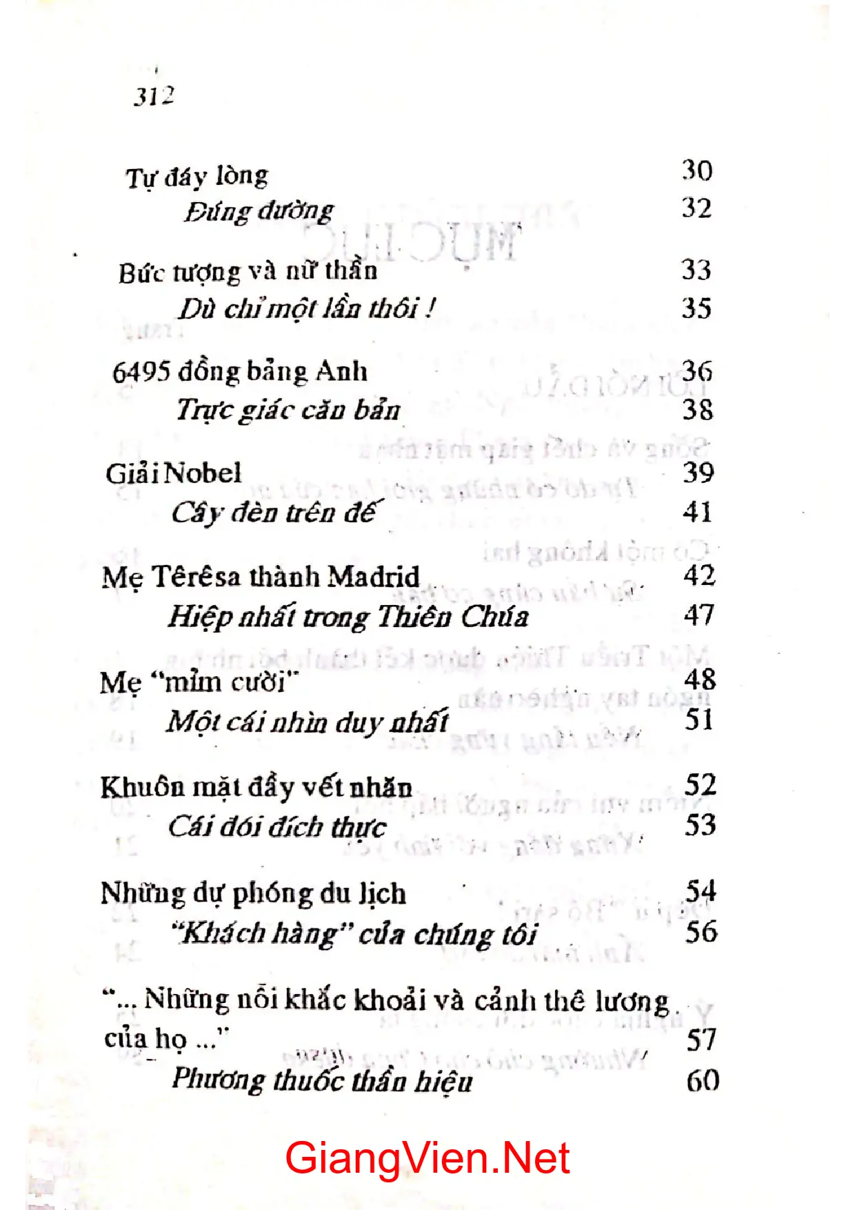 Mục lục chi tiết trang 1 sách Nụ cười của người nghèo