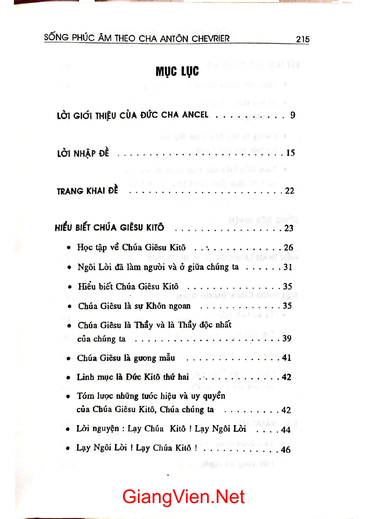 Trang bìa chính thức sách Sống phúc âm theo cha Anton Chevrier