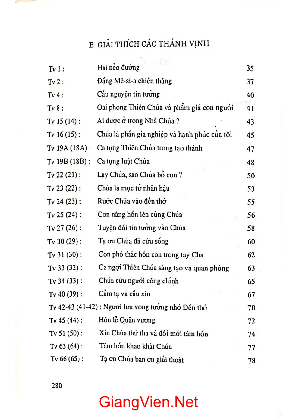 Mục lục chi tiết trang 1 sách Như hương trầm học hỏi thánh vịnh và thánh ca cựu ước tân ước