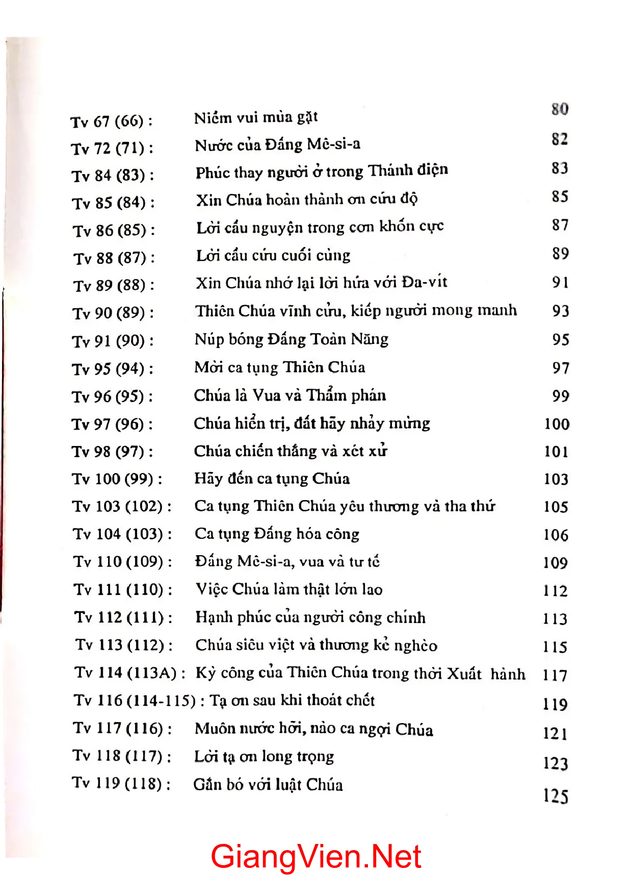 Mục lục chi tiết trang 2 sách Như hương trầm học hỏi thánh vịnh và thánh ca cựu ước tân ước