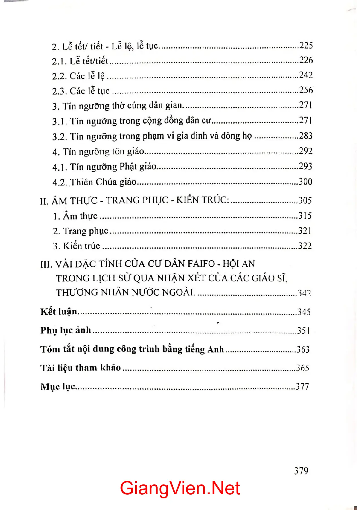 Mục lục chi tiết trang 2 sách Cư dân Faifo Hội An trong lịch sử