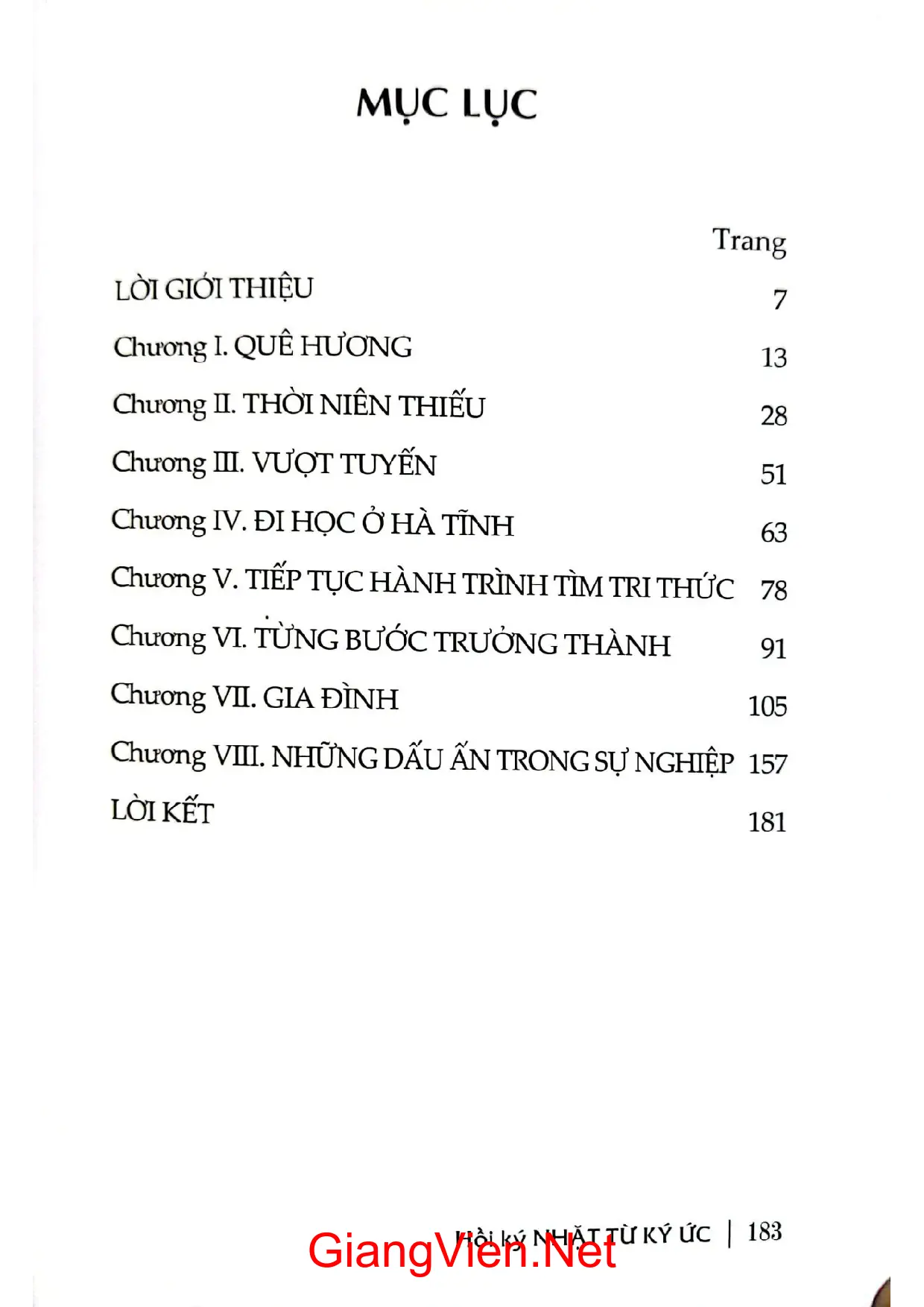 Trang bìa chính thức sách Hồi ký Nhặt từ ký ức
