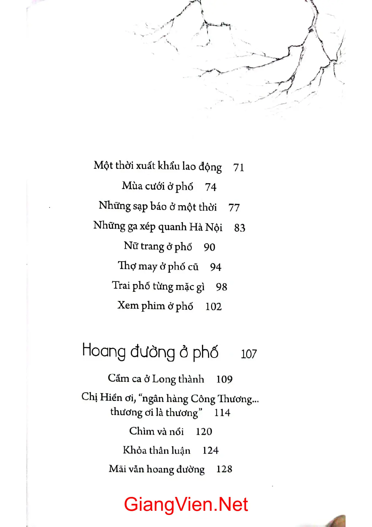 Mục lục chi tiết trang 1 sách Giọng của phố