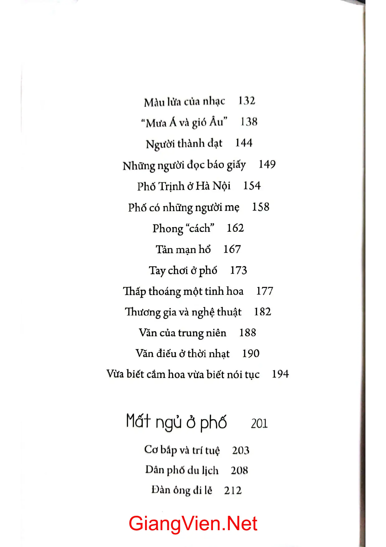 Mục lục chi tiết trang 2 sách Giọng của phố
