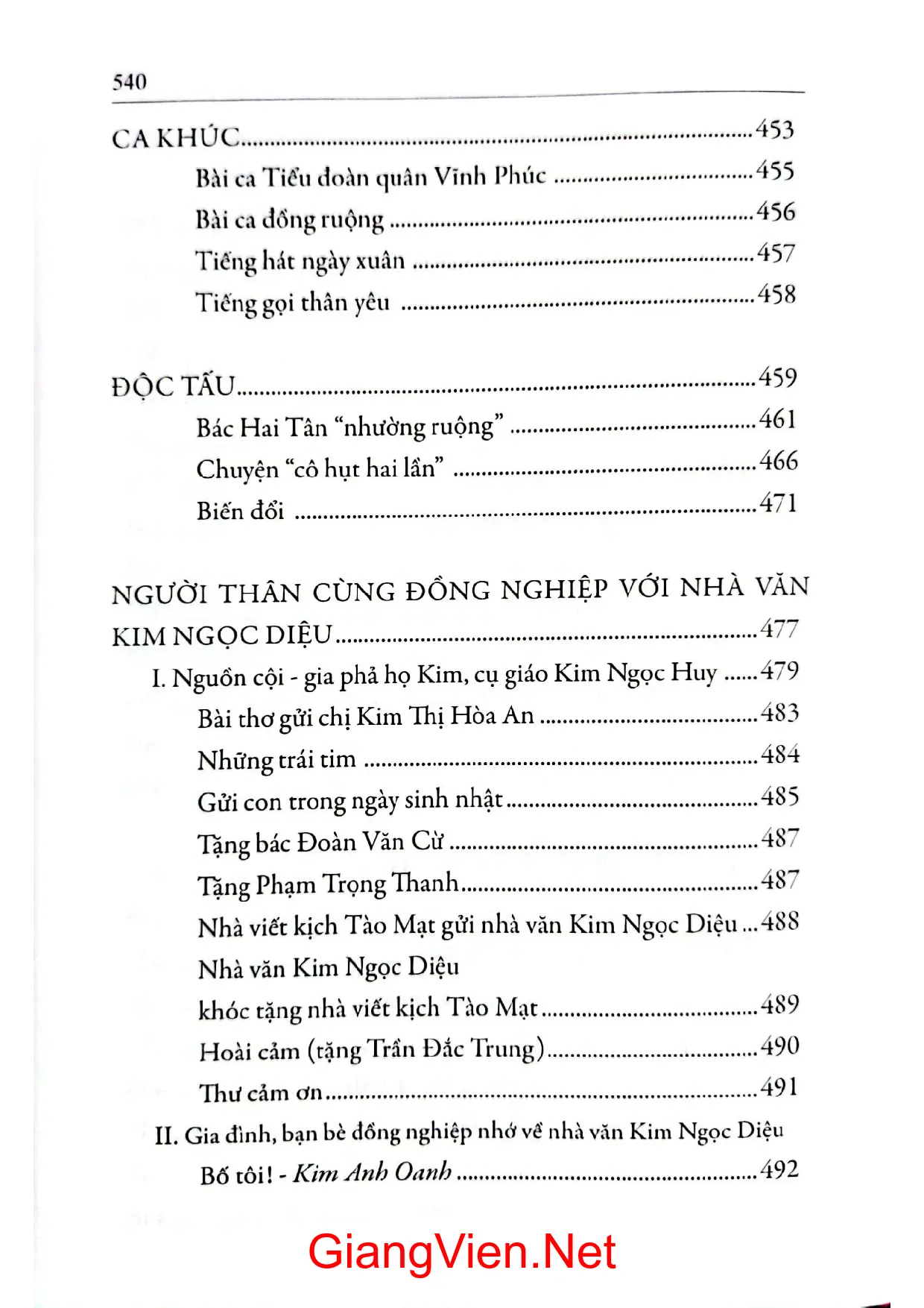 Nội dung mục lục và hình ảnh sách Kim Ngọc Diệu Tuyển tập - Trang 5