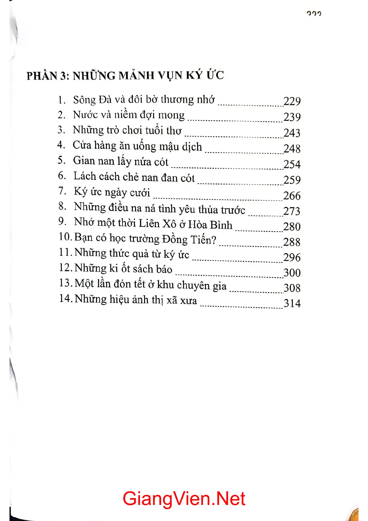 Mục lục chi tiết trang 1 sách Hòa Bình Miền thương nhớ