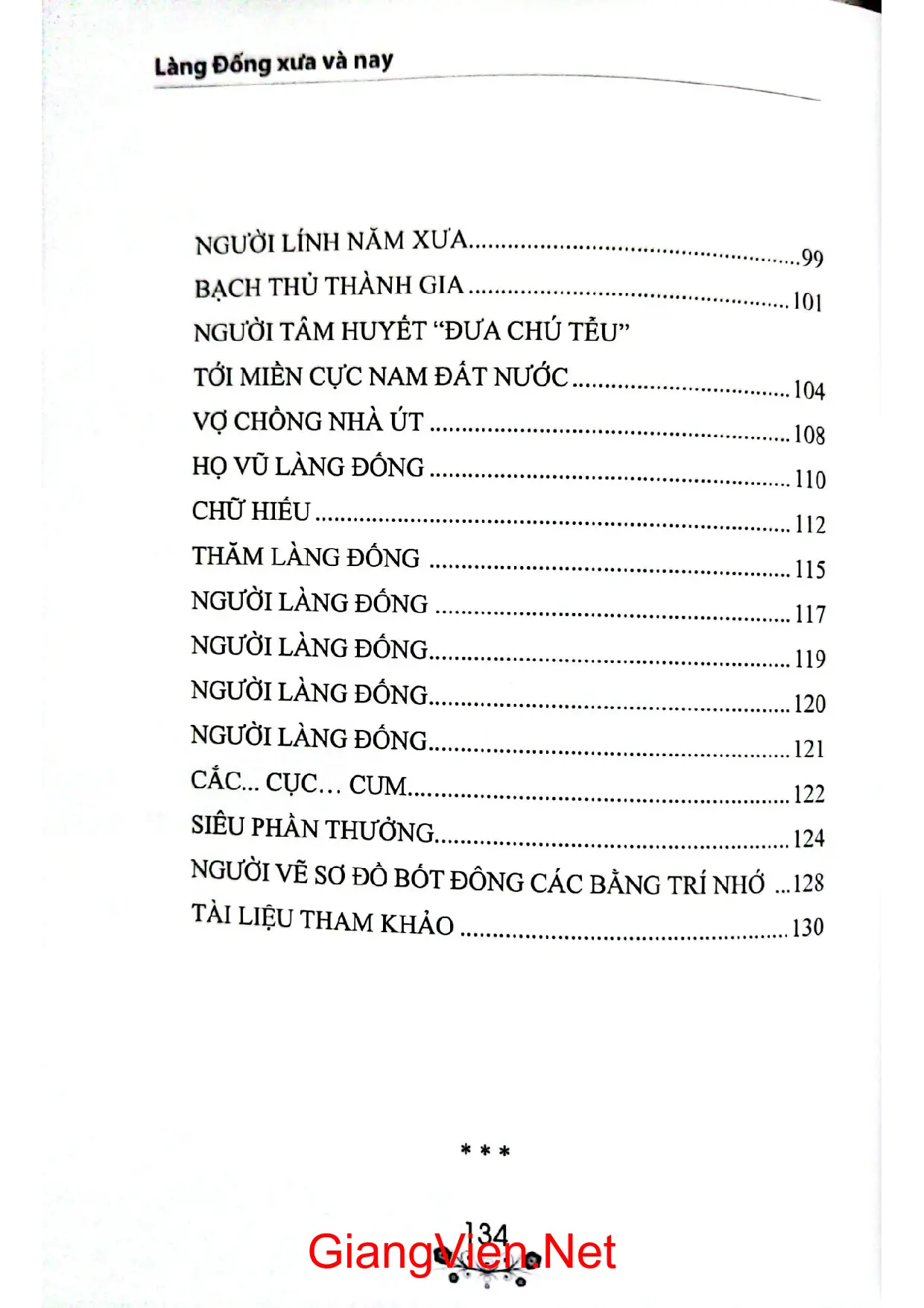 Mục lục chi tiết trang 2 sách Làng Đống xưa và nay