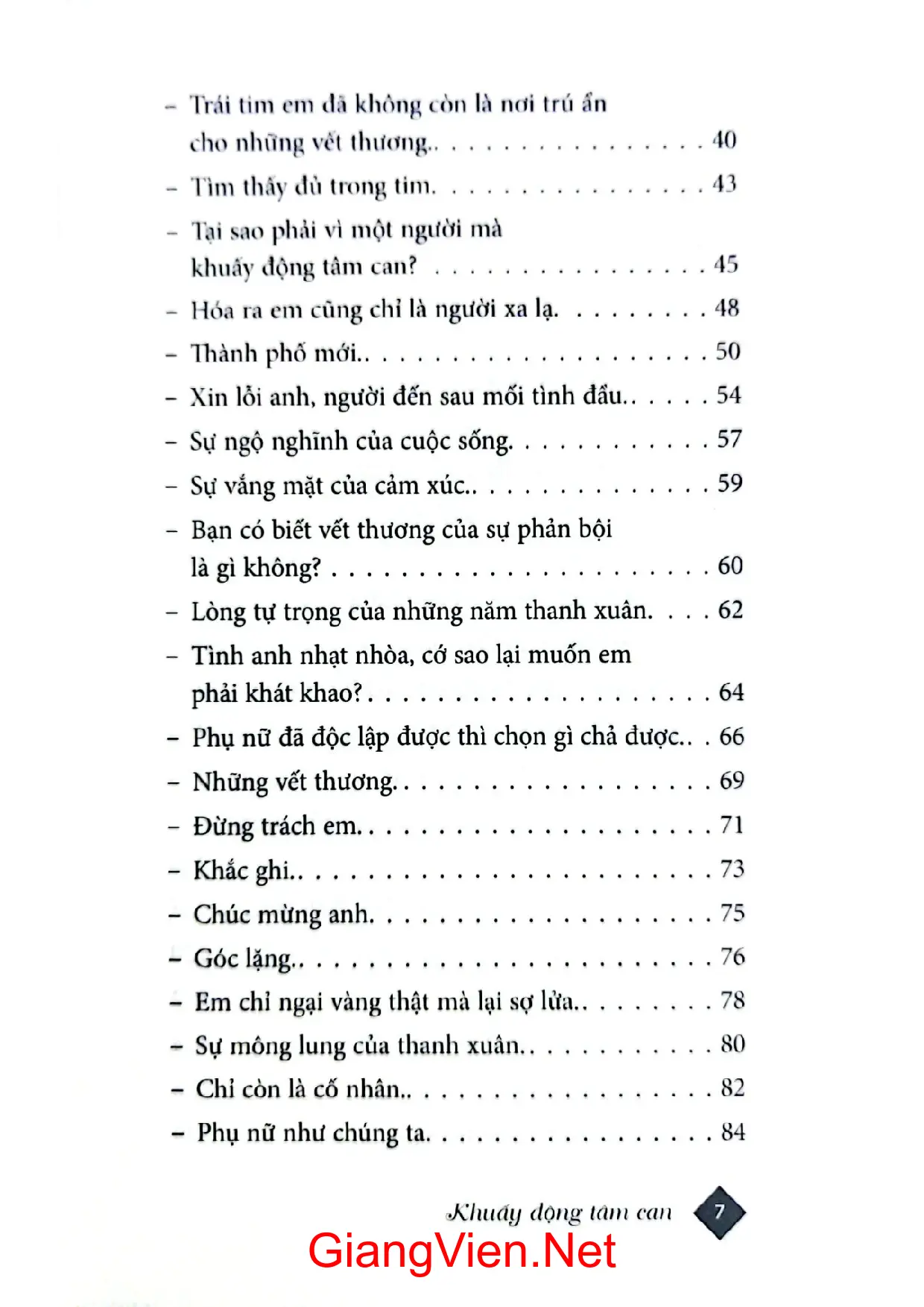 Mục lục chi tiết trang 1 sách Khuấy động tâm can